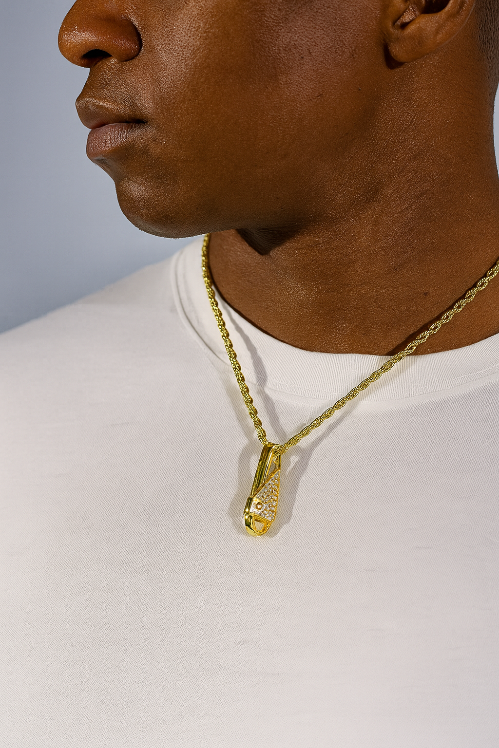 Iced Pin Pendant - Gold