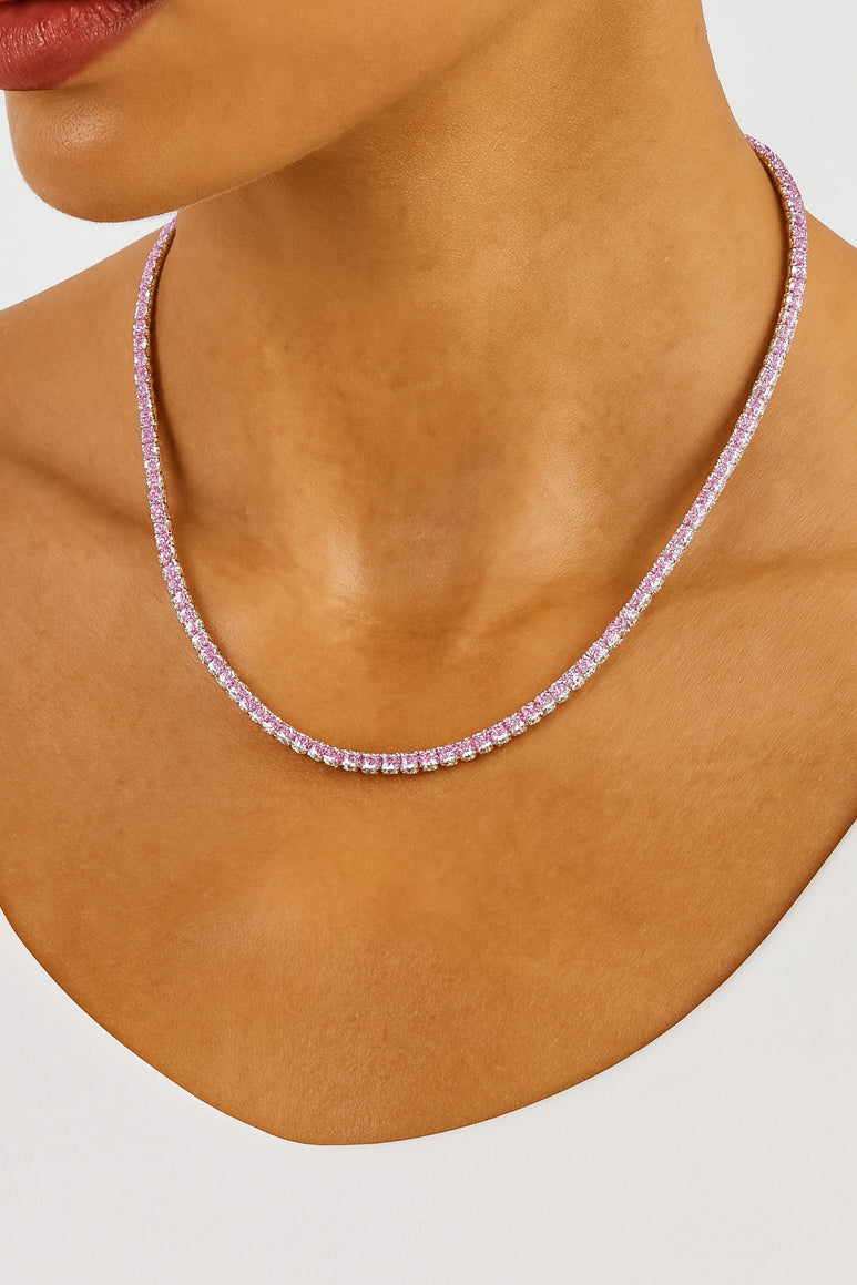 Pink Tennis Chain - Rose Gold