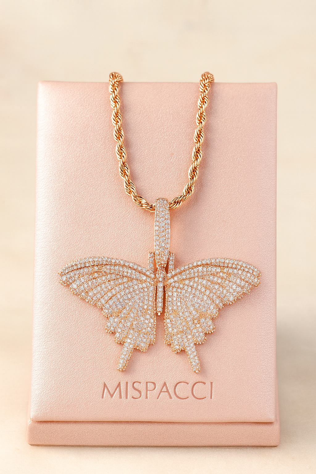 Pink Butterfly Pendant - Rose Gold
