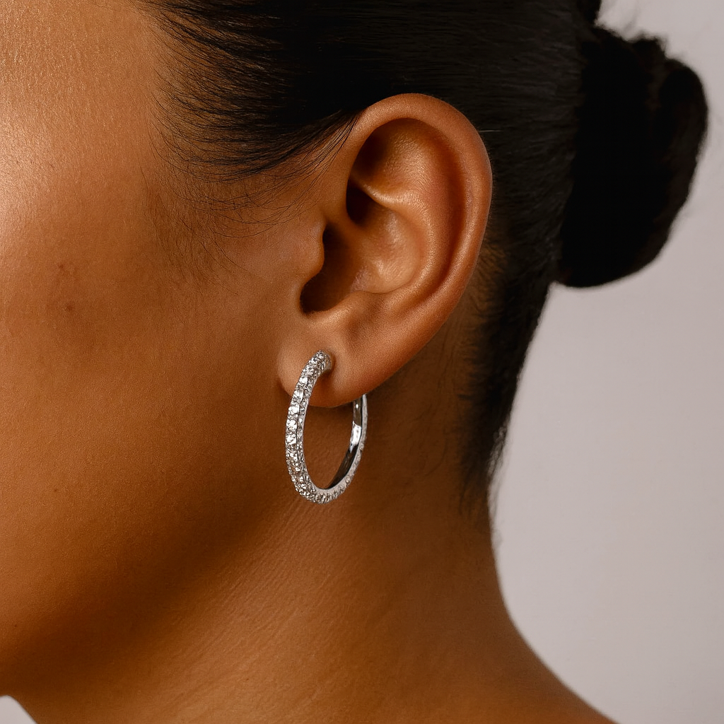 Tennis Chain Hoop Earrings