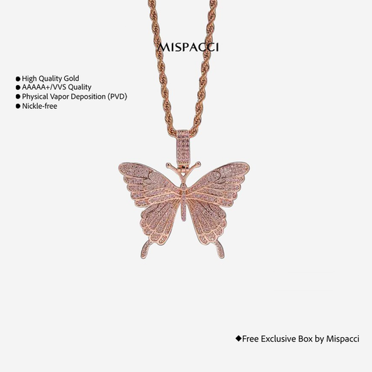 Pink Butterfly Pendant - Rose Gold
