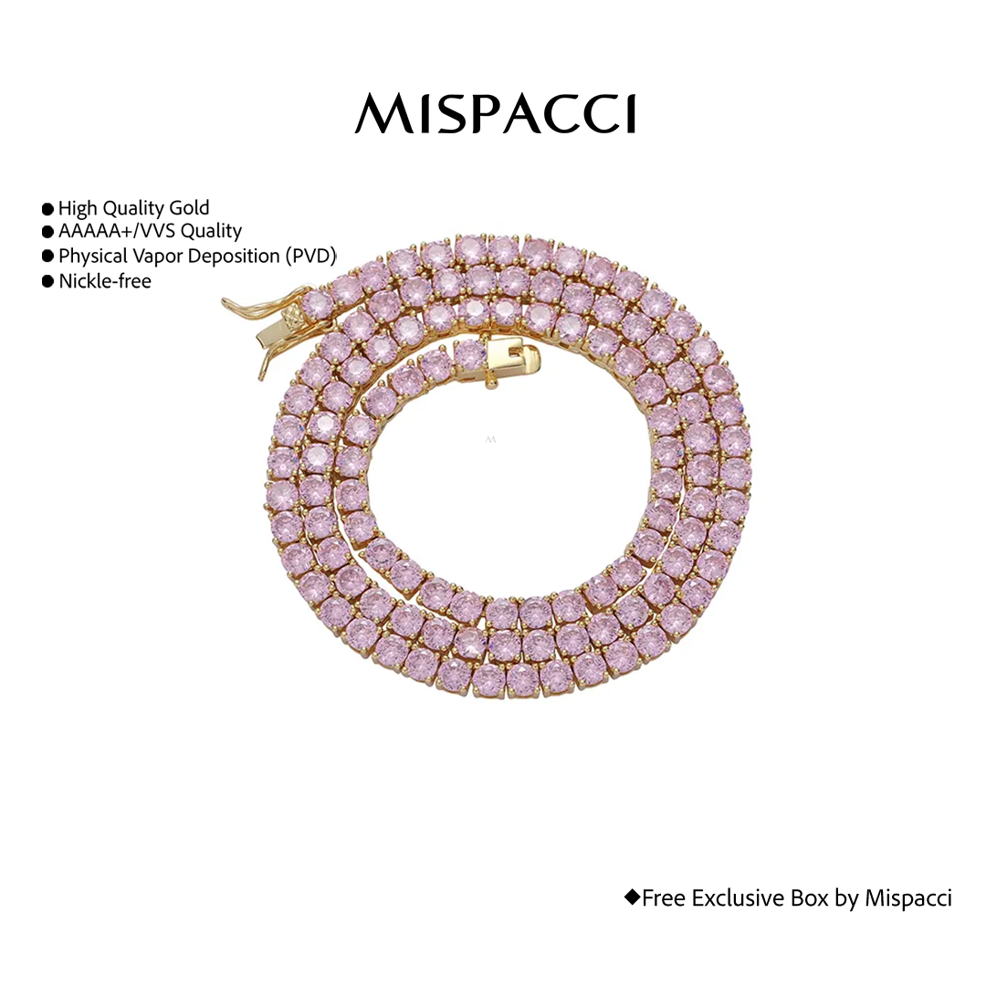 Pink Tennis Chain - Rose Gold