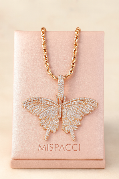 Pink Butterfly Pendant - Rose Gold