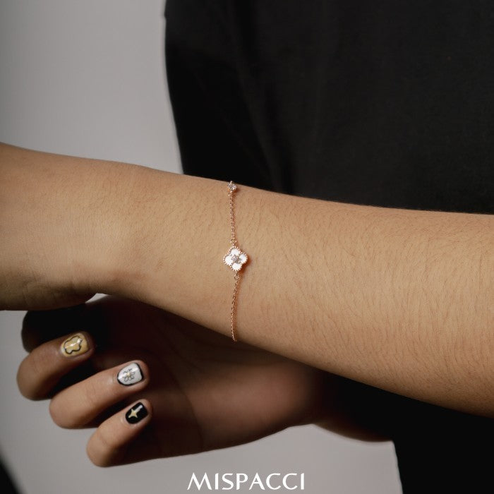 WHITE CLOVER BRACELET - ROSE GOLD