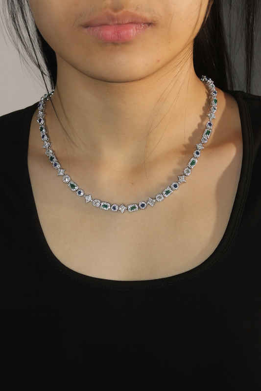 BLUE AND GREEN STARLIGHT GEMSTONE CHAIN