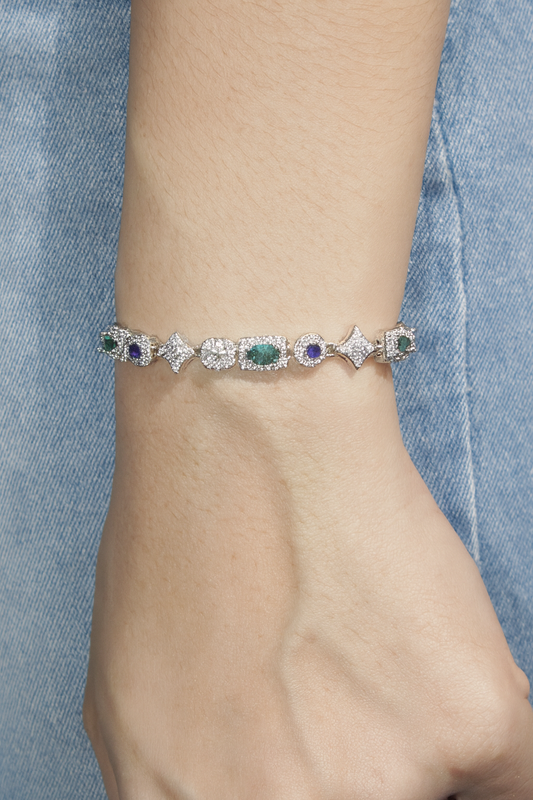BLUE AND GREEN STARLIGHT GEMSTONE BRACELET