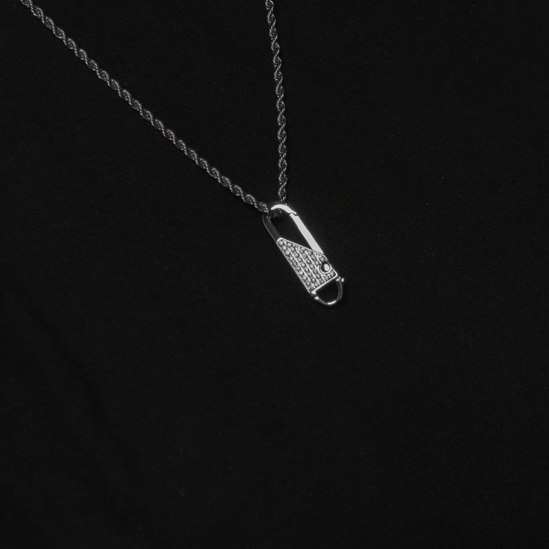 Iced Pin Pendant - White Gold
