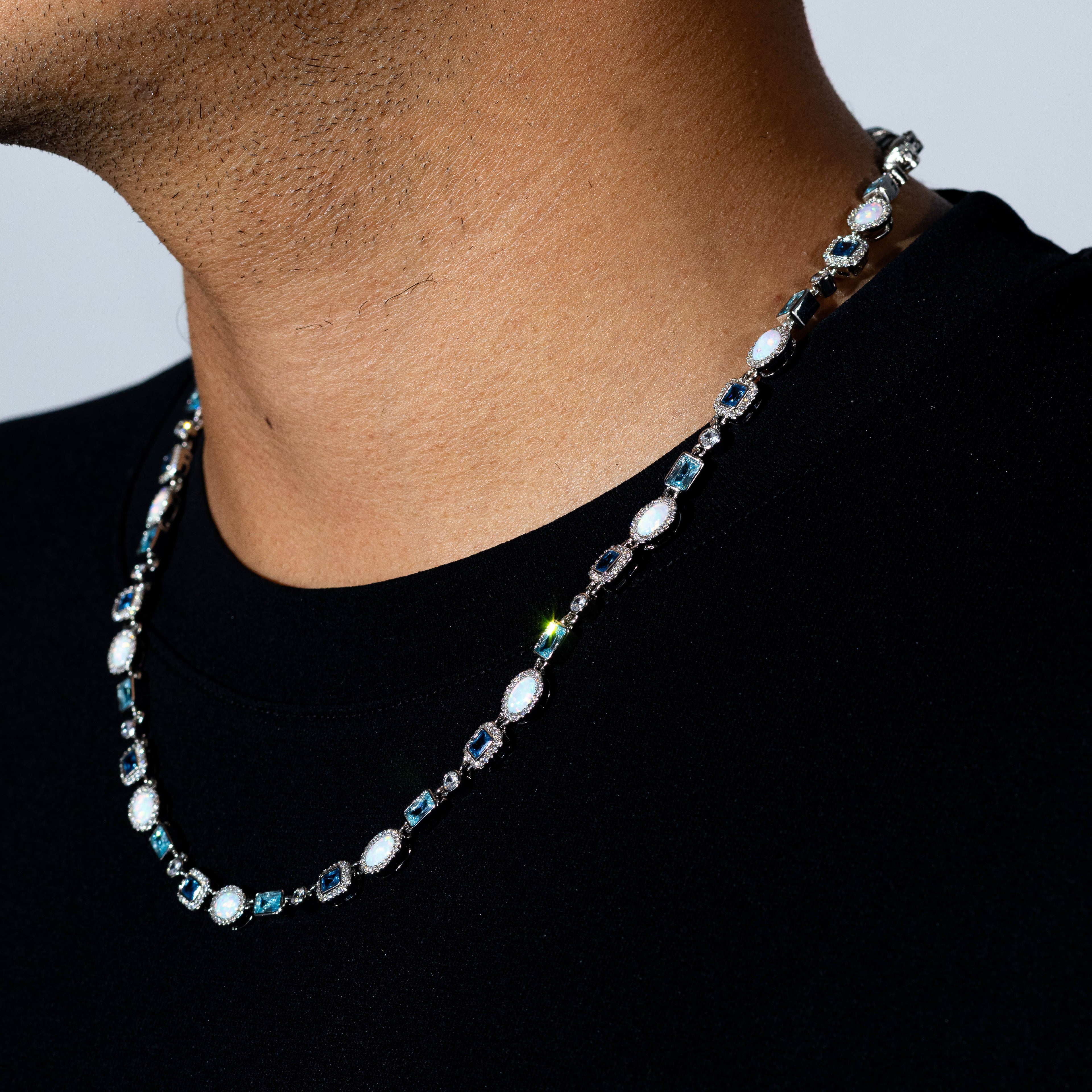 Blue and Opal Gemstone Chain