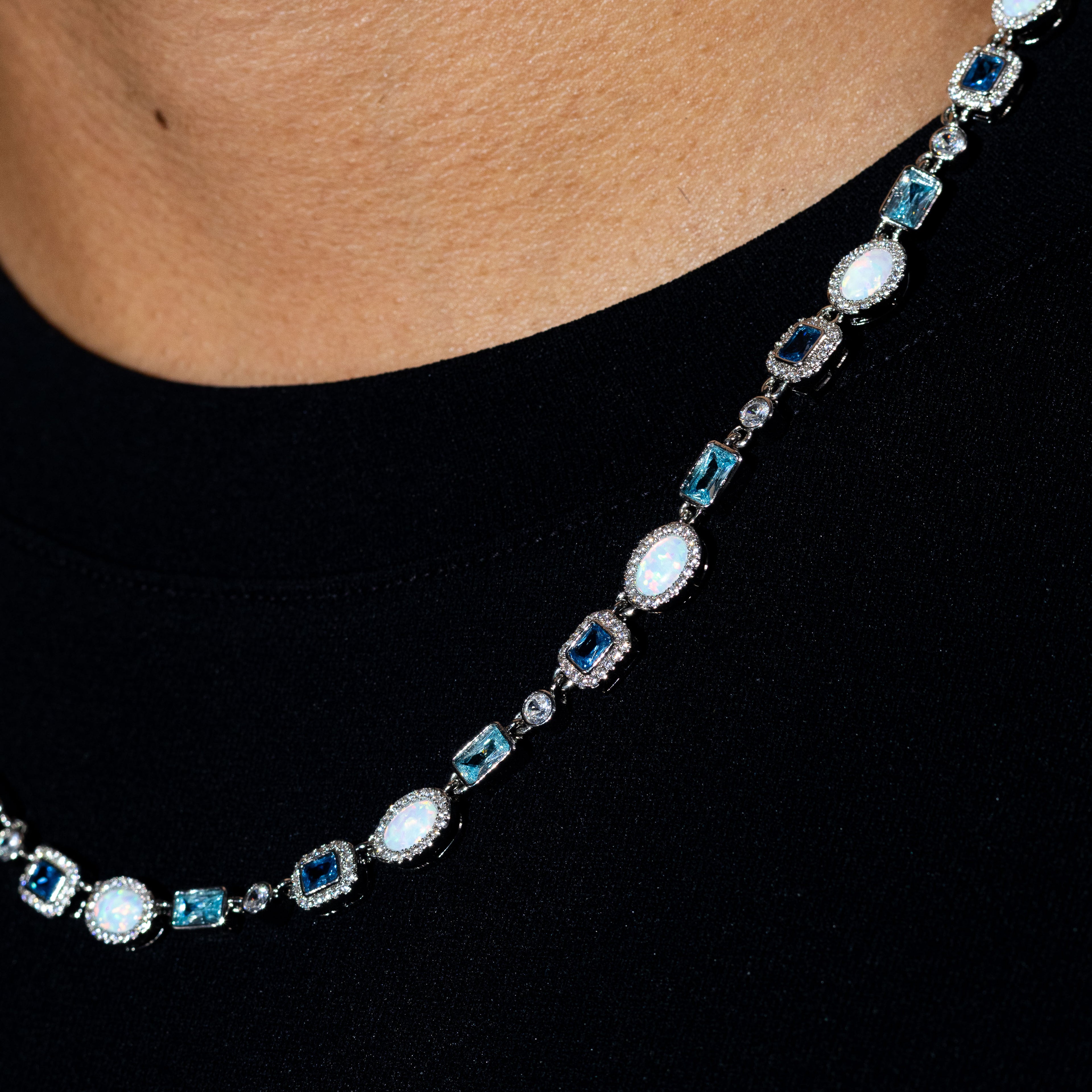Blue and Opal Gemstone Chain