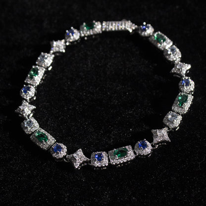 BLUE AND GREEN STARLIGHT GEMSTONE BRACELET