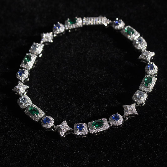 BLUE AND GREEN STARLIGHT GEMSTONE BRACELET