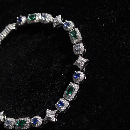 BLUE AND GREEN STARLIGHT GEMSTONE BRACELET