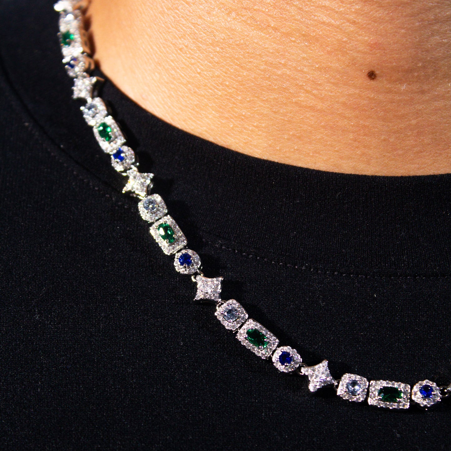 BLUE AND GREEN STARLIGHT GEMSTONE CHAIN