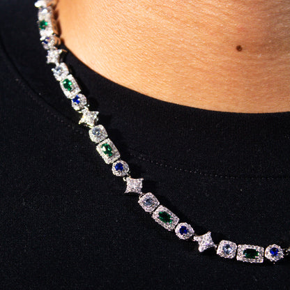 BLUE AND GREEN STARLIGHT GEMSTONE CHAIN