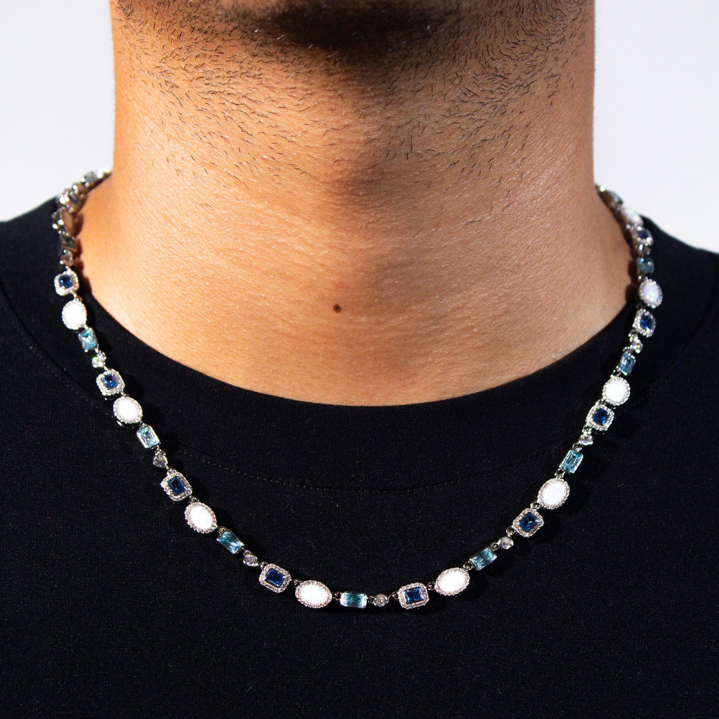 BLUE AND OPAL GEMSTONE CHAIN