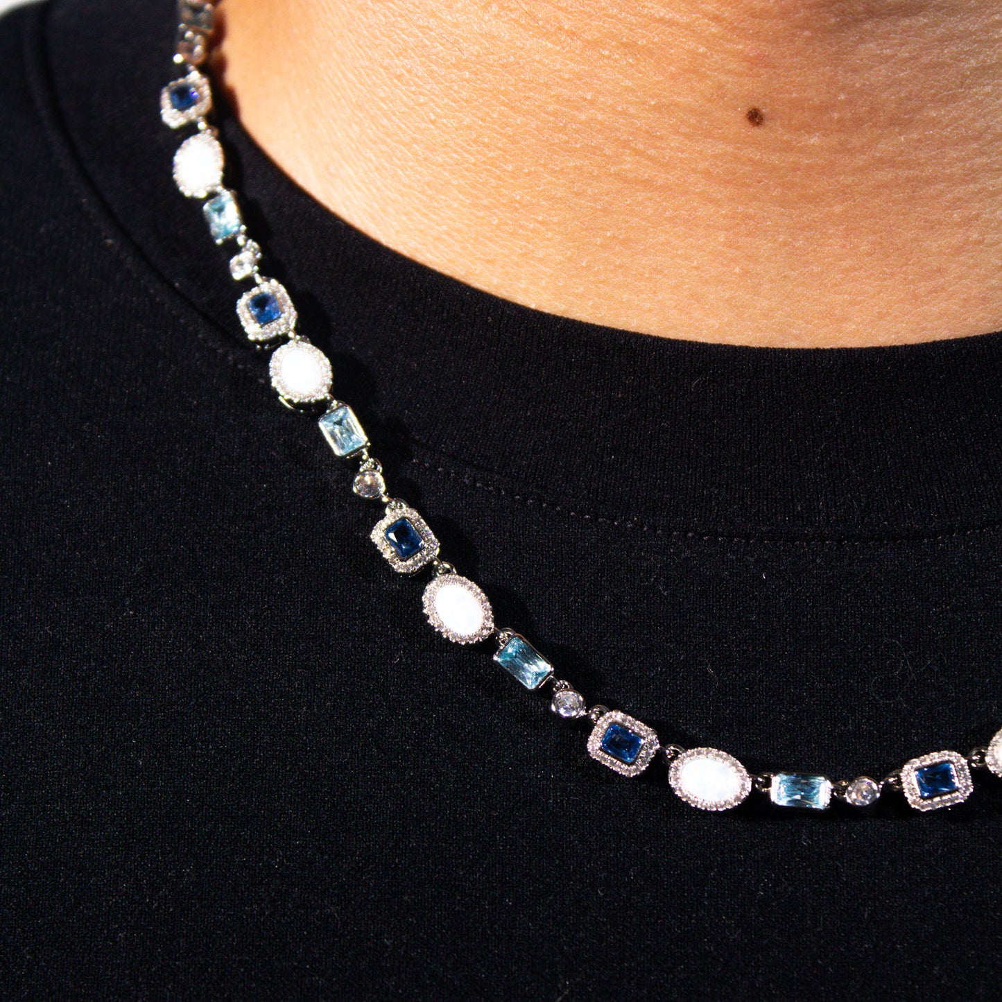 BLUE AND OPAL GEMSTONE CHAIN