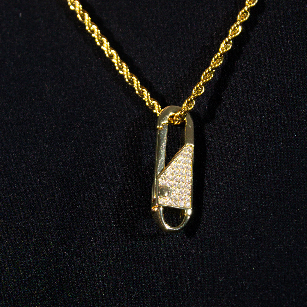 Iced Pin Pendant - Gold