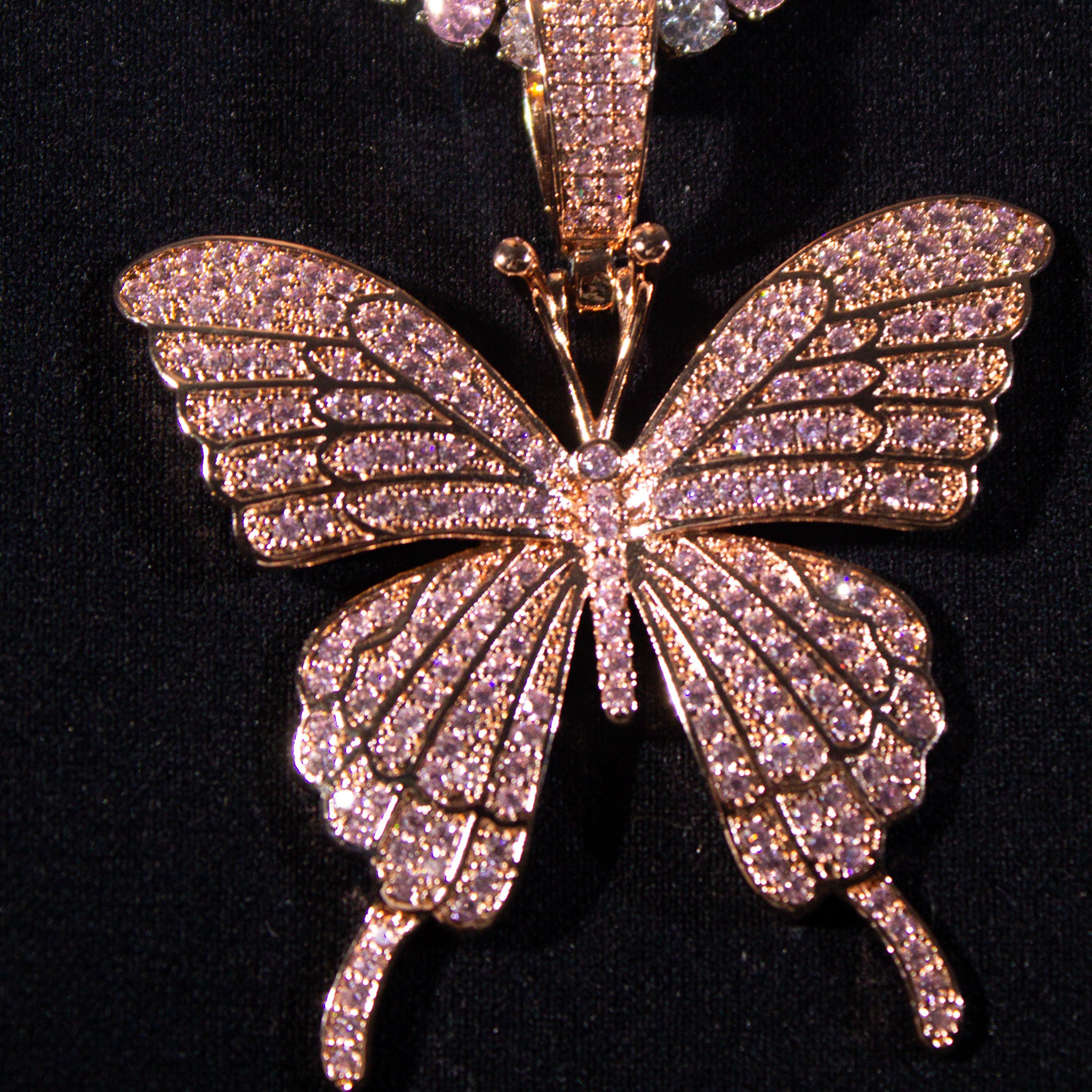 Pink Butterfly Pendant - Rose Gold