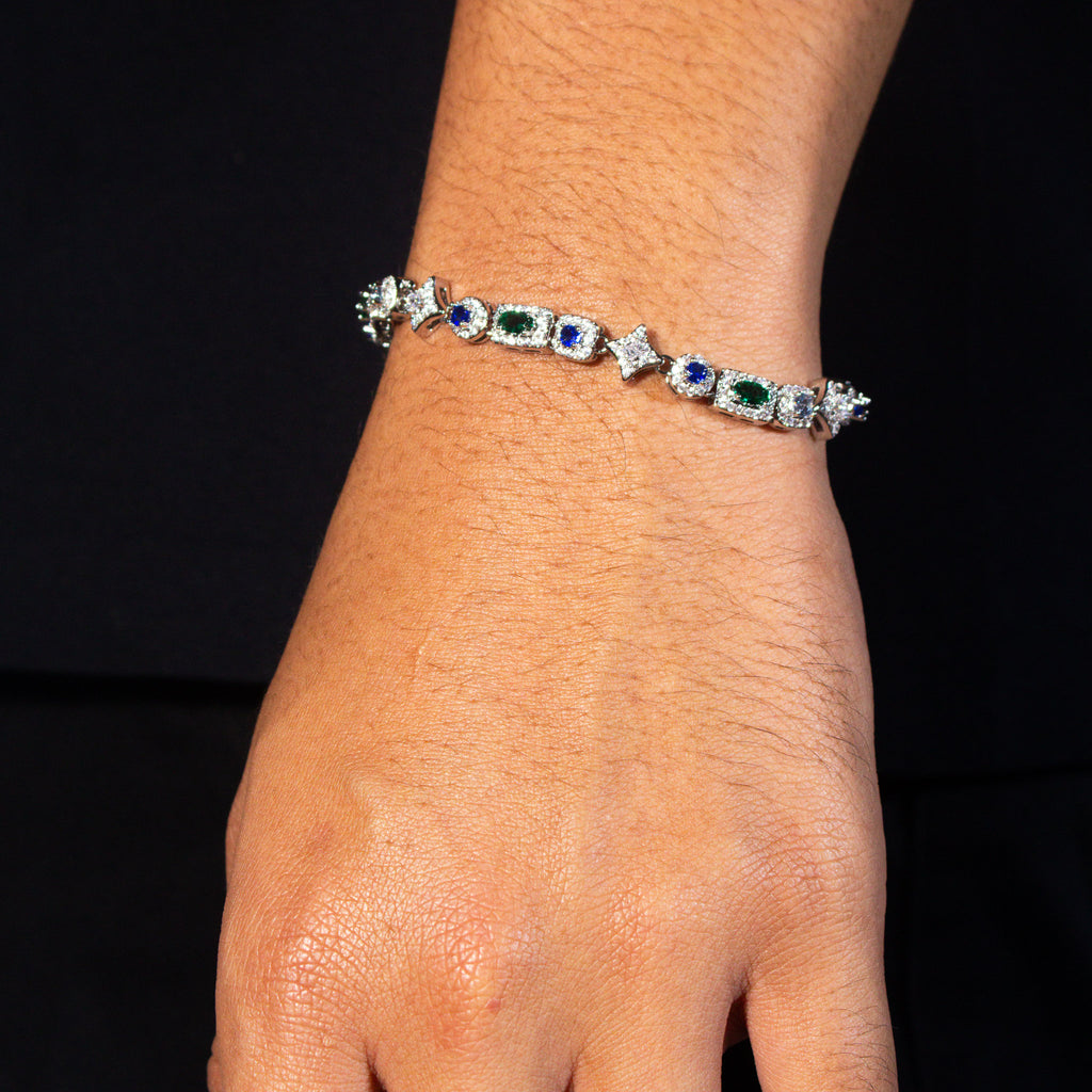 Blue and Green Starlight Gemstone Bracelet