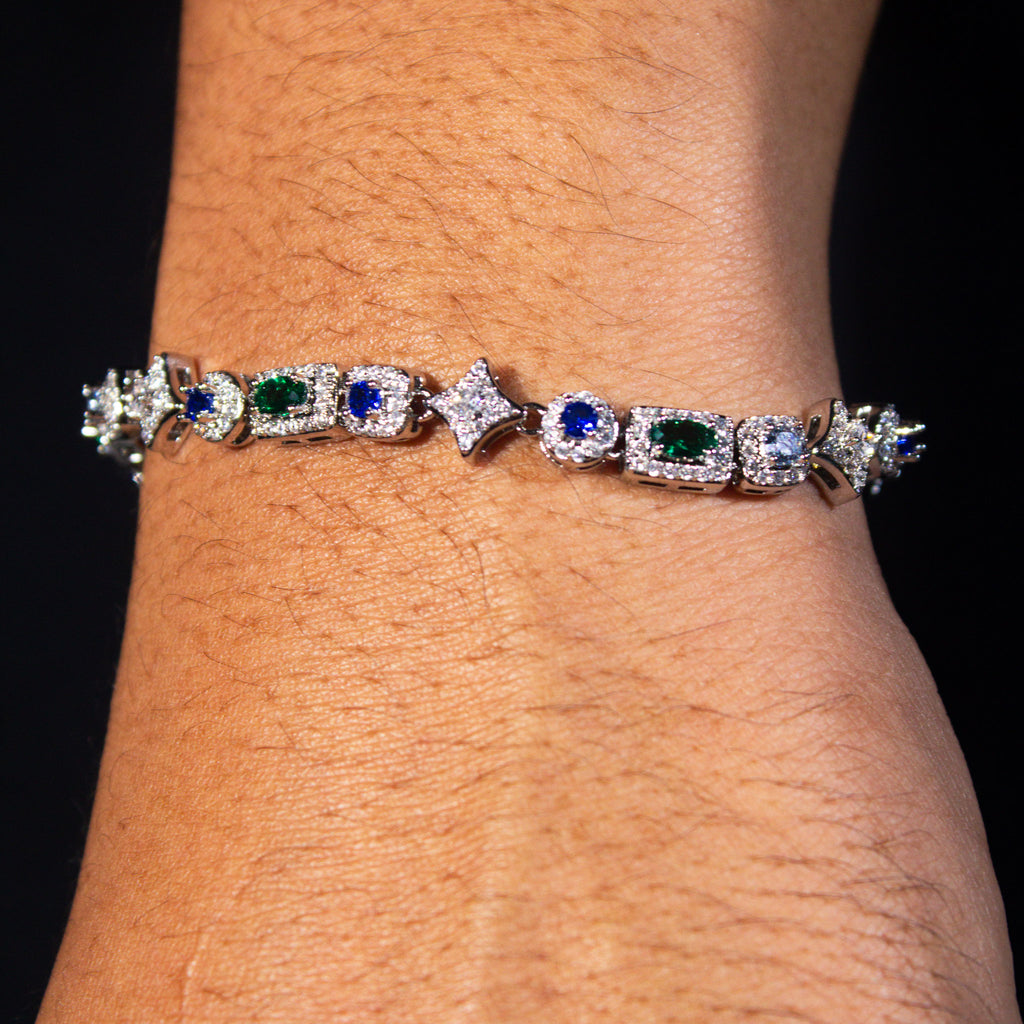 Blue and Green Starlight Gemstone Bracelet