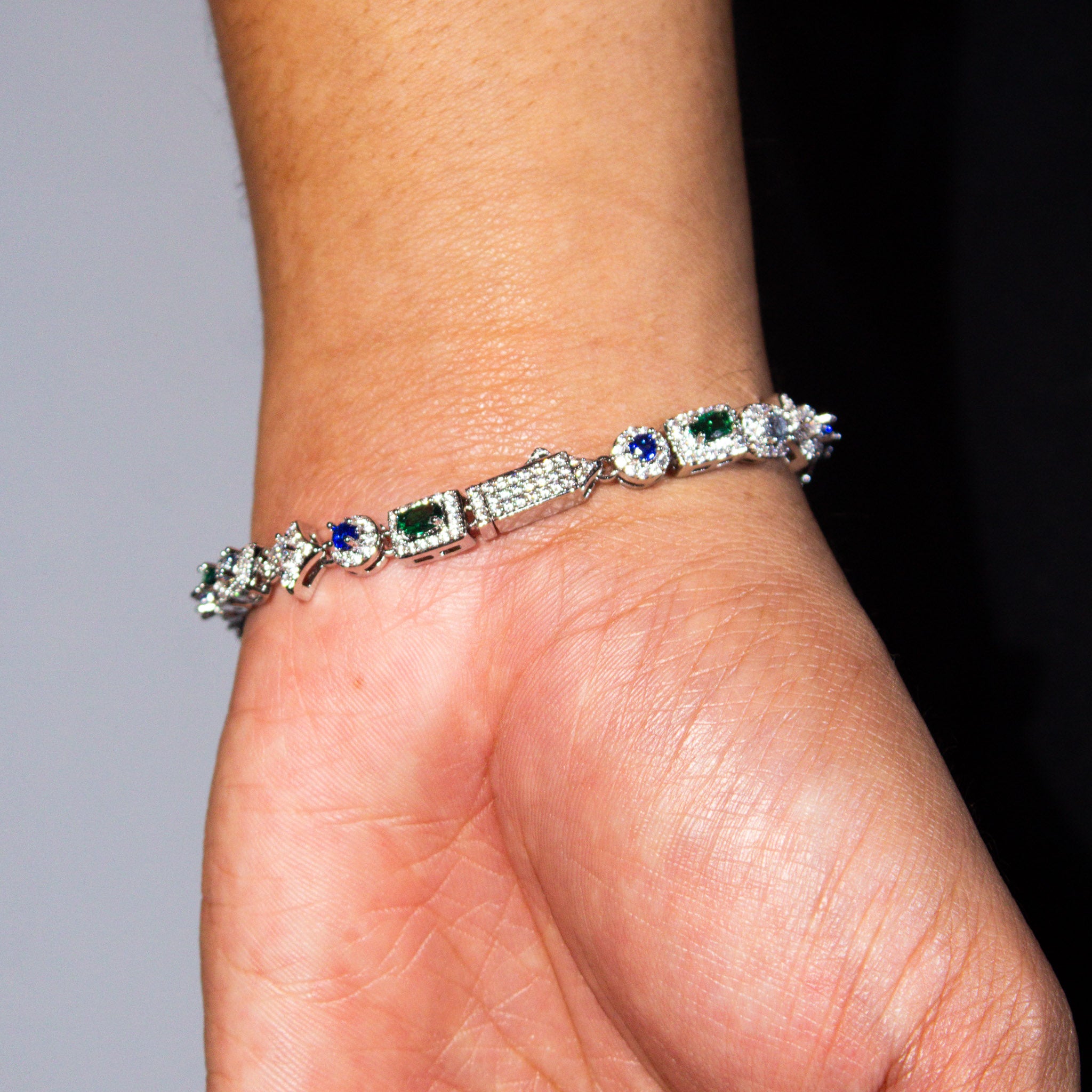 Blue and Green Starlight Gemstone Bracelet