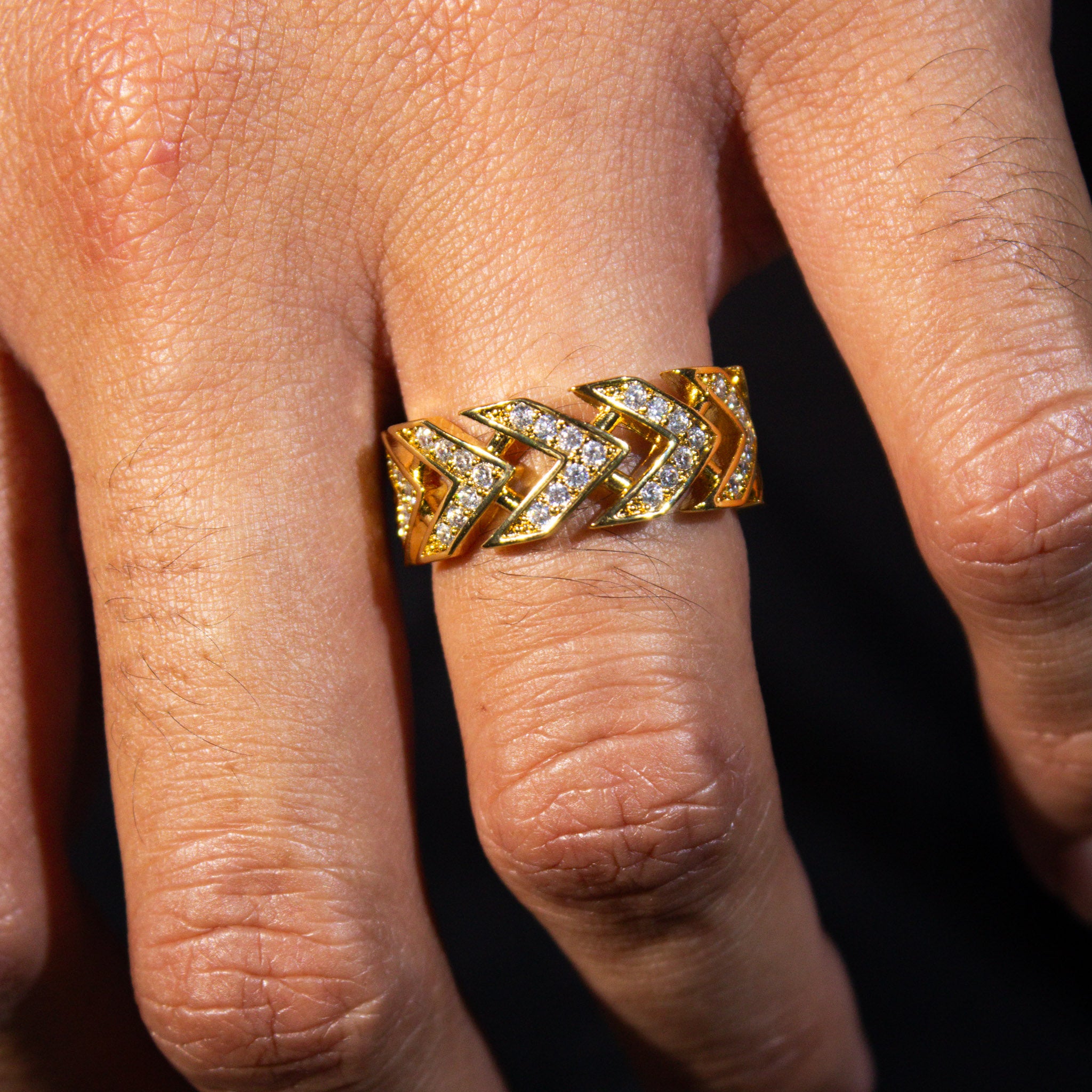 Arrow Iced Out Ring - Gold