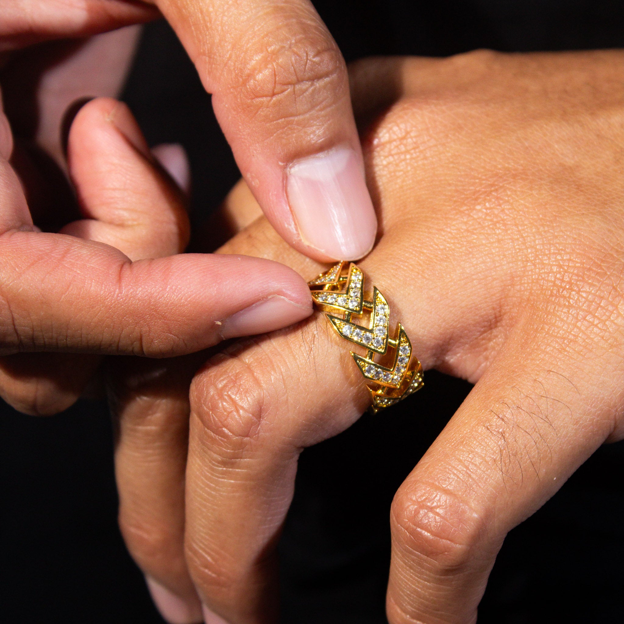 Arrow Iced Out Ring - Gold