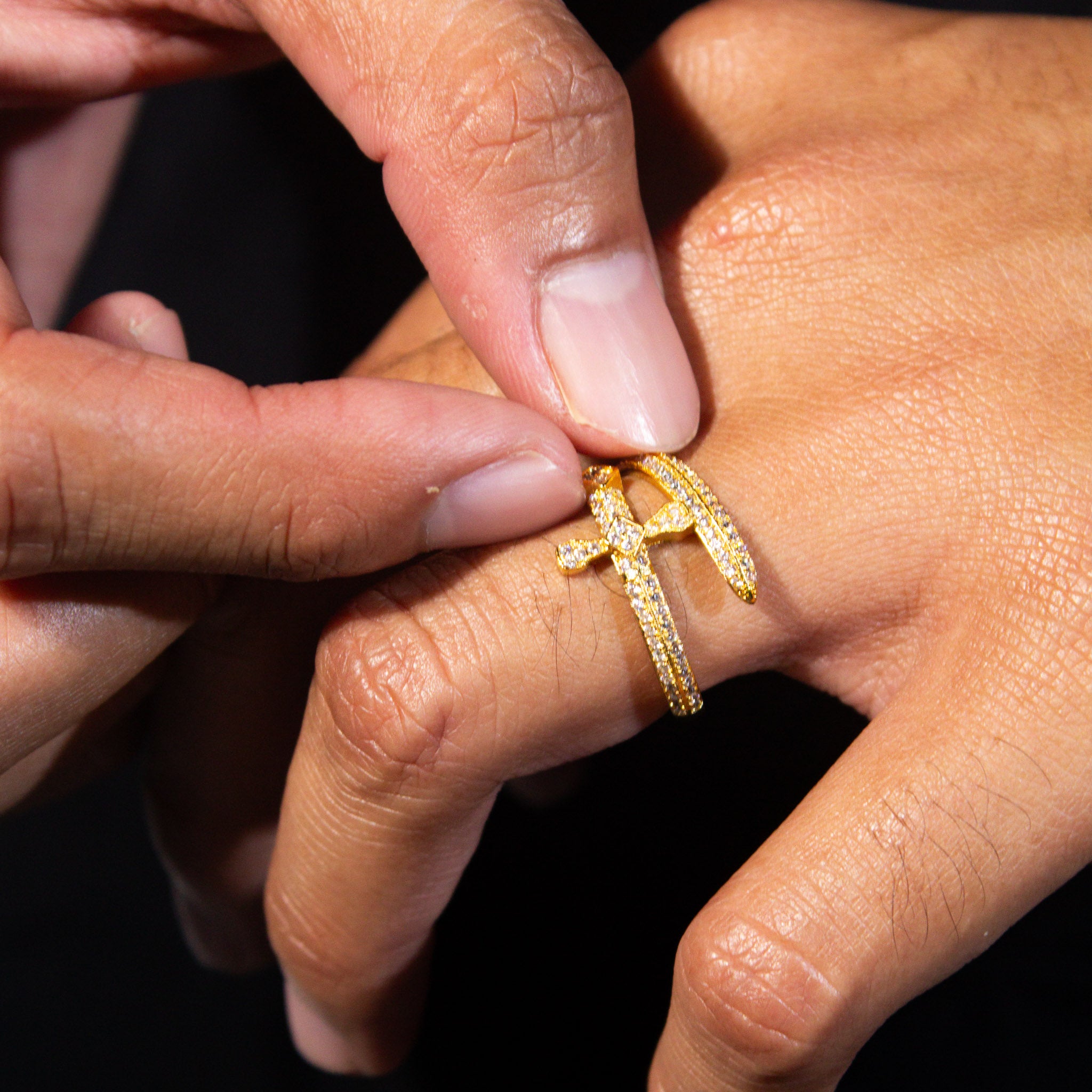Sword Ring Iced Out - Gold