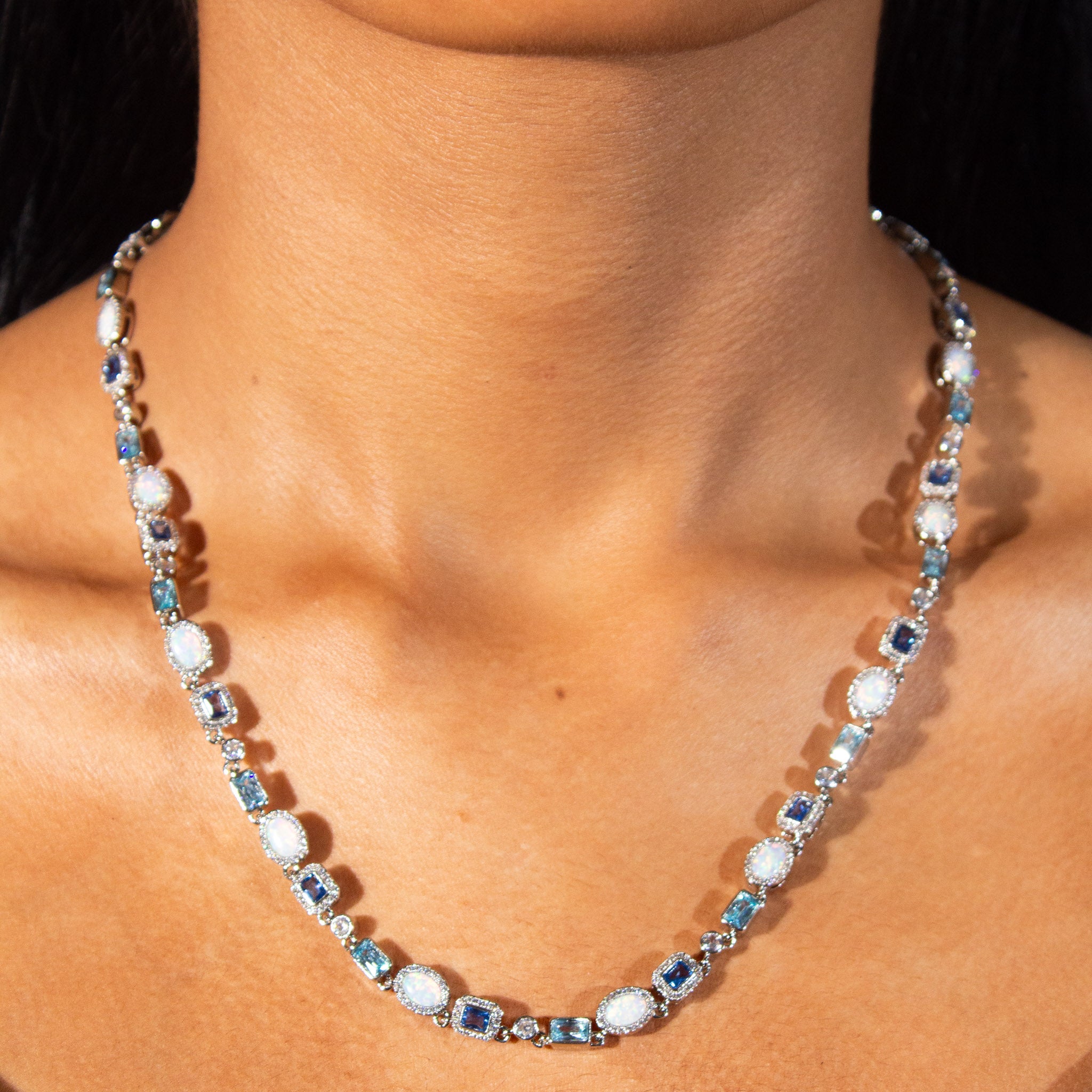 Blue and Opal Gemstone Chain