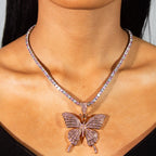 Pink Butterfly Pendant - Rose Gold