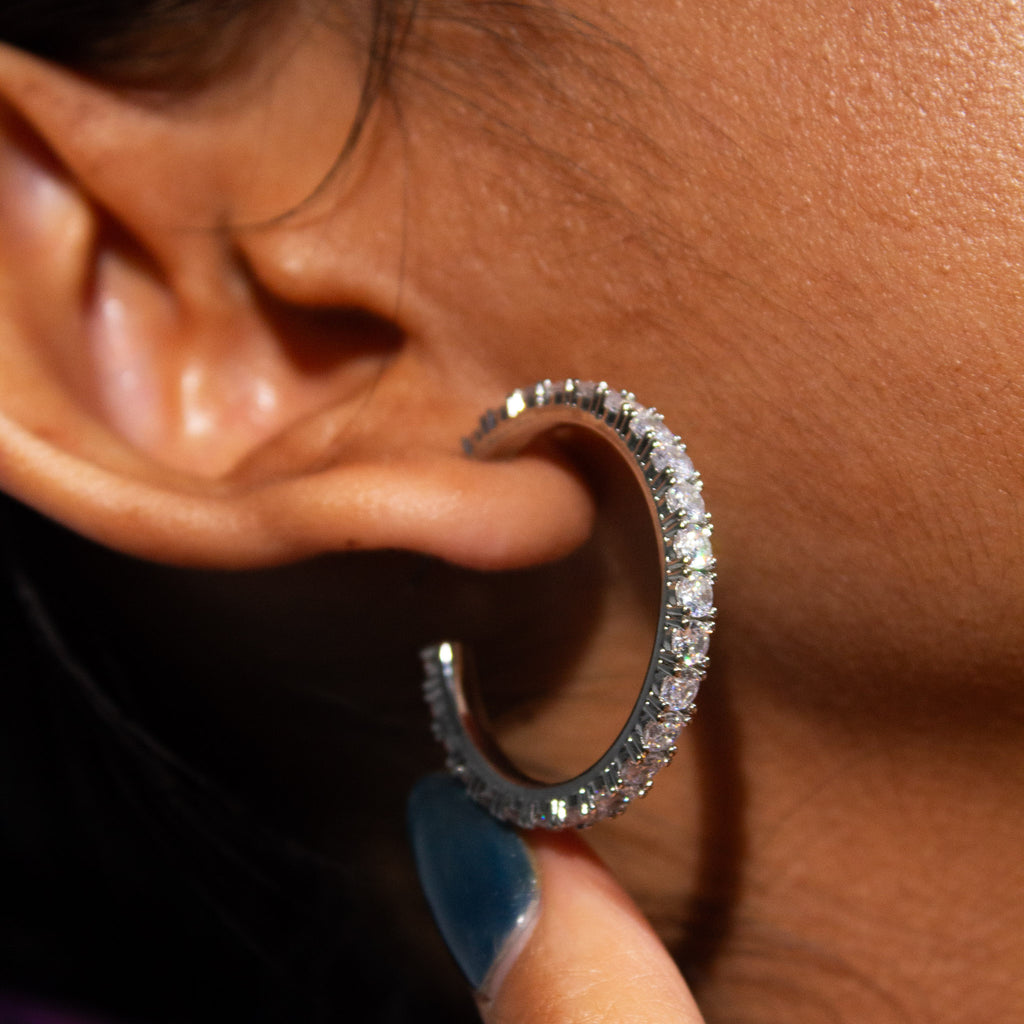 Tennis Chain Hoop Earrings