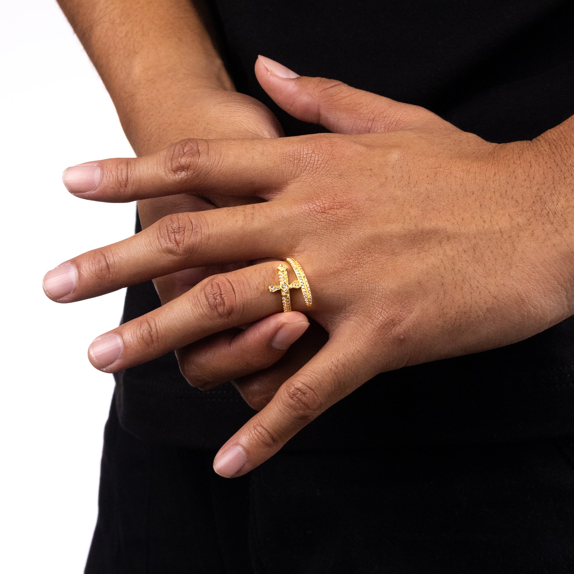 Sword Ring Iced Out - Gold