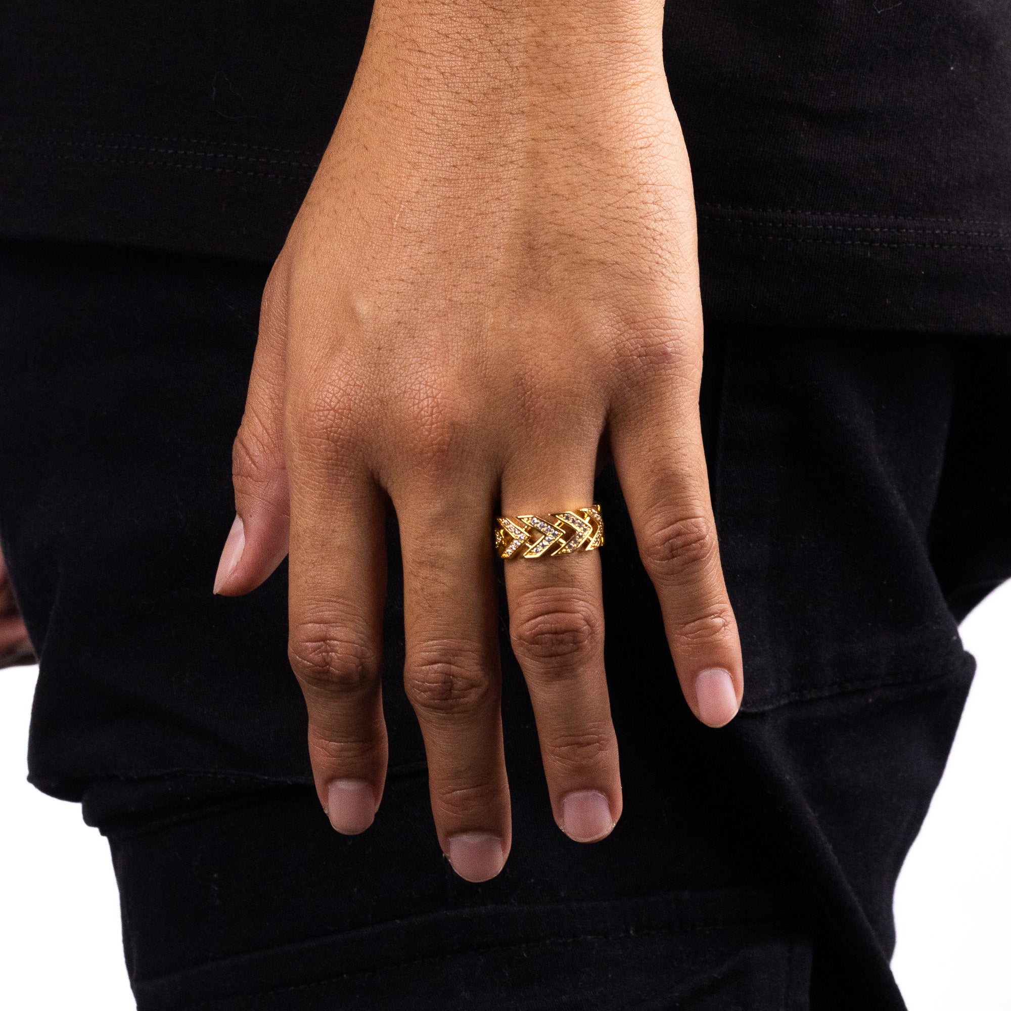 Arrow Iced Out Ring - Gold