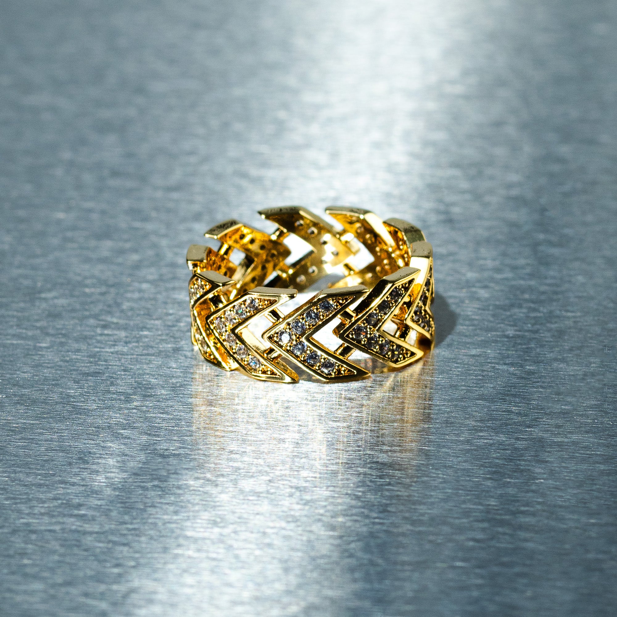 Arrow Iced Out Ring - Gold