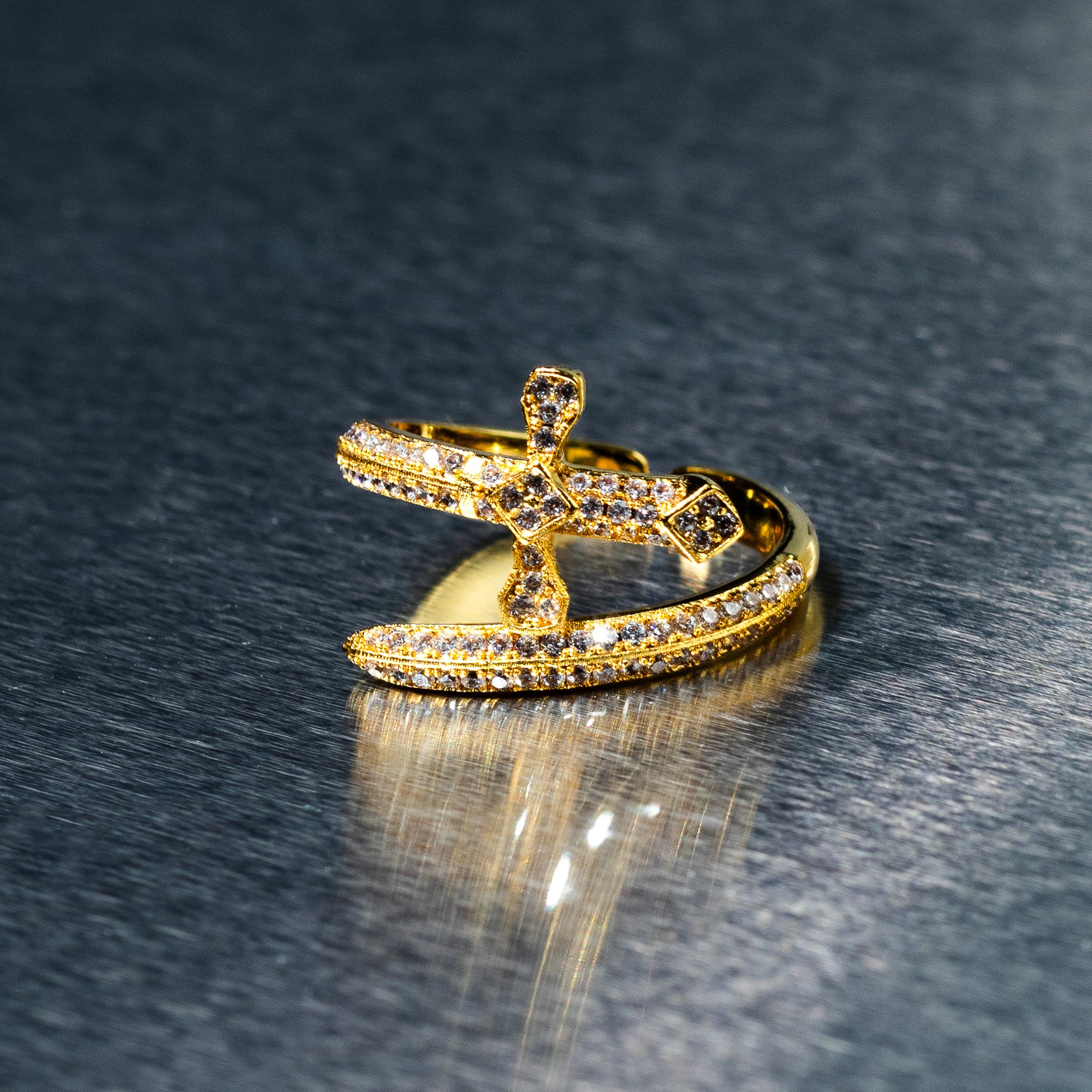 Sword Ring Iced Out - Gold
