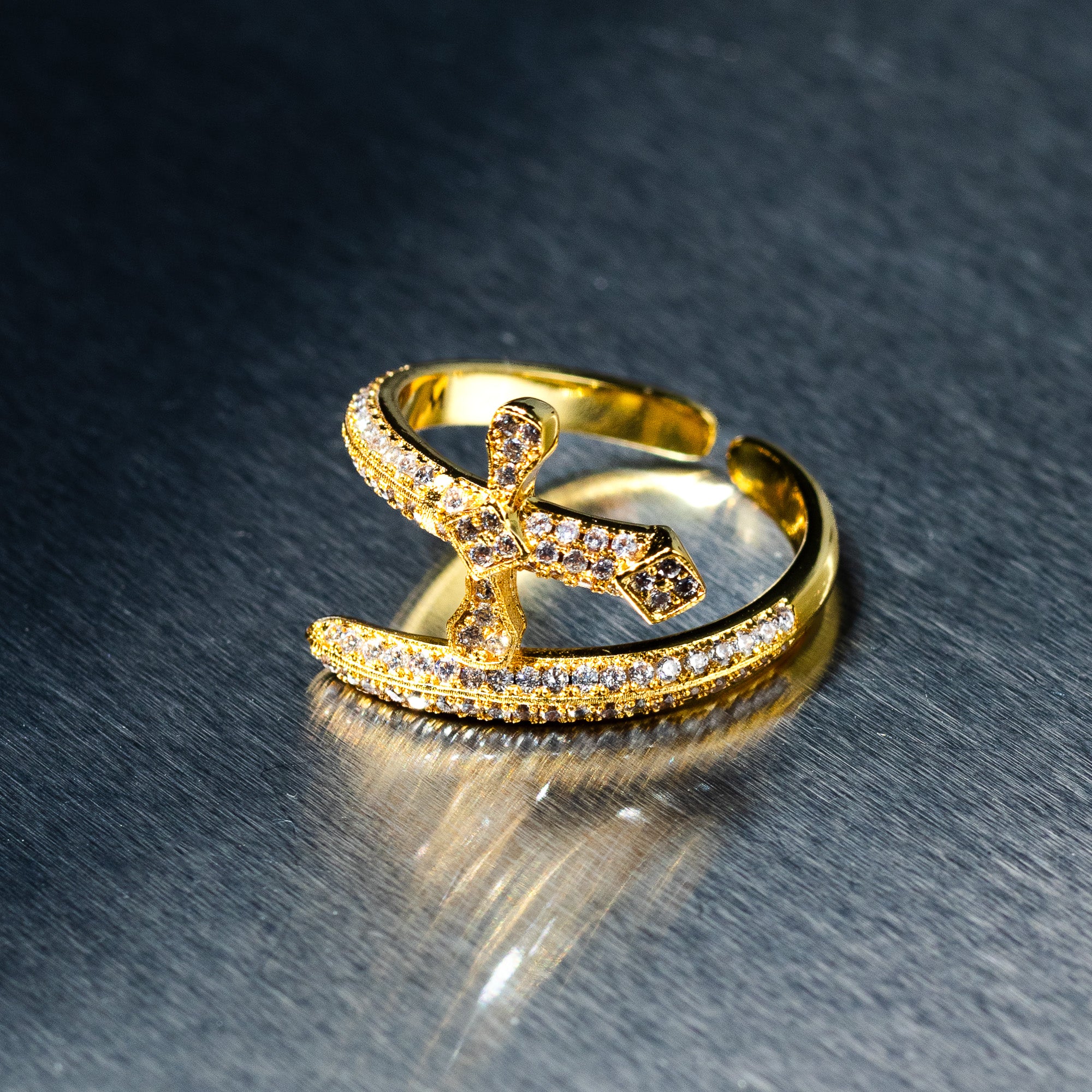 Sword Ring Iced Out - Gold