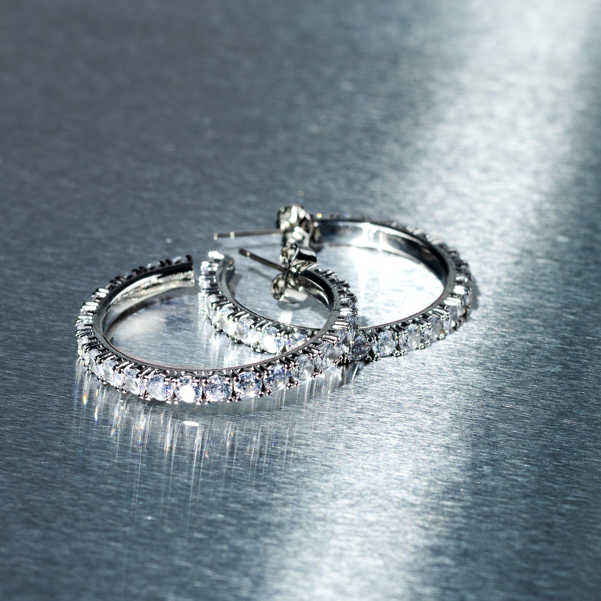 Tennis Chain Hoop Earrings