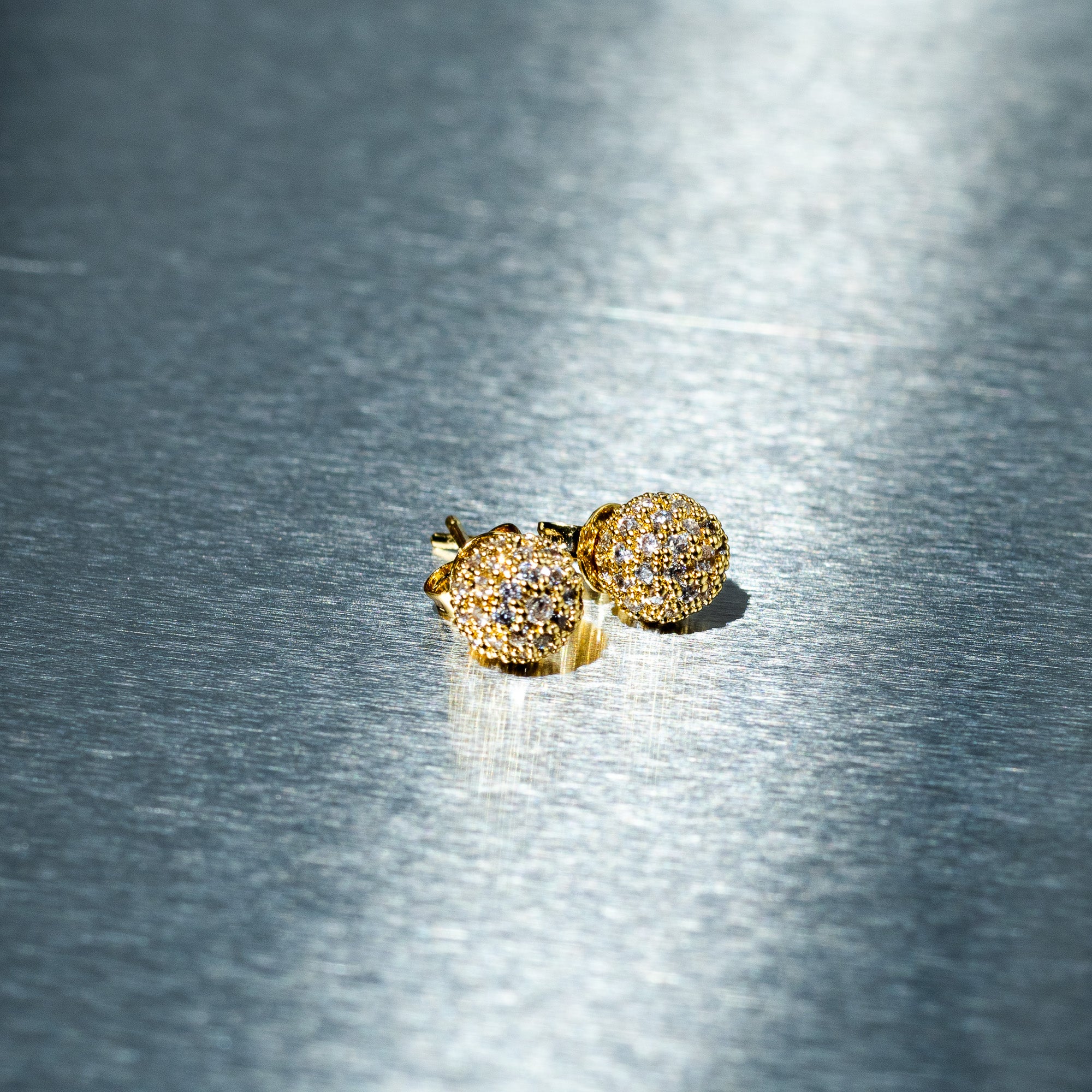 Iced Ball Earrings - Gold