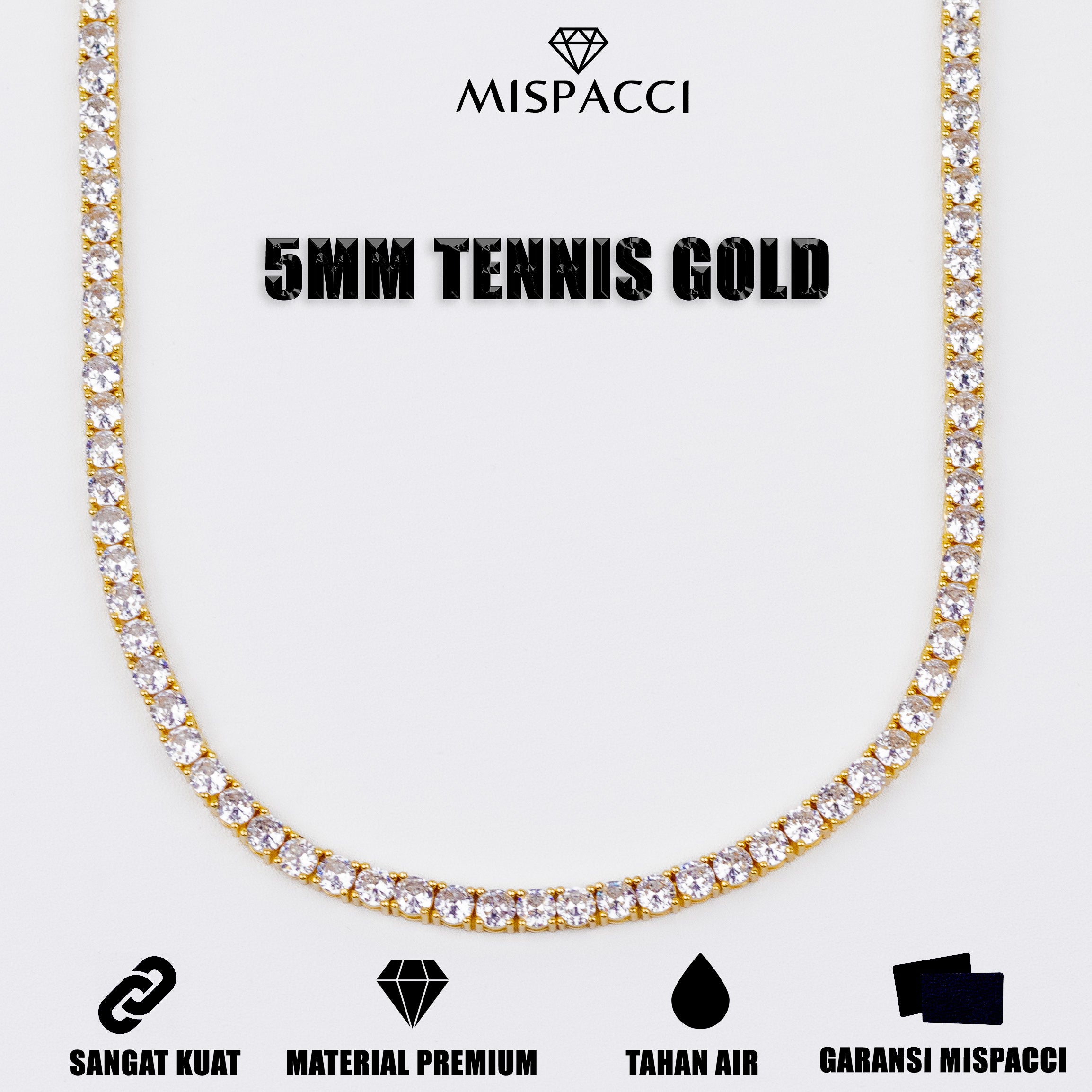 5mm Tennis Chain - Gold