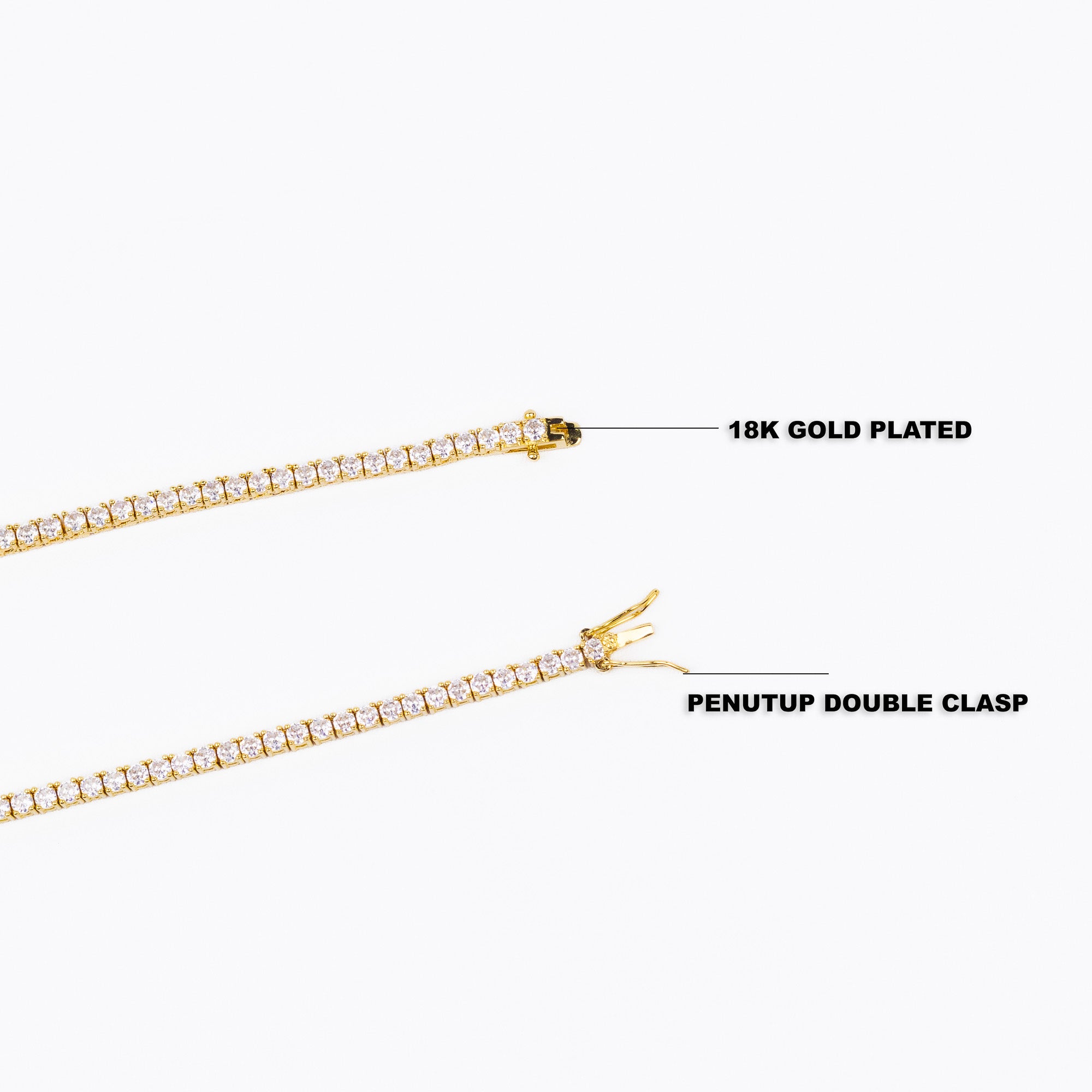 3mm Tennis Chain - Gold