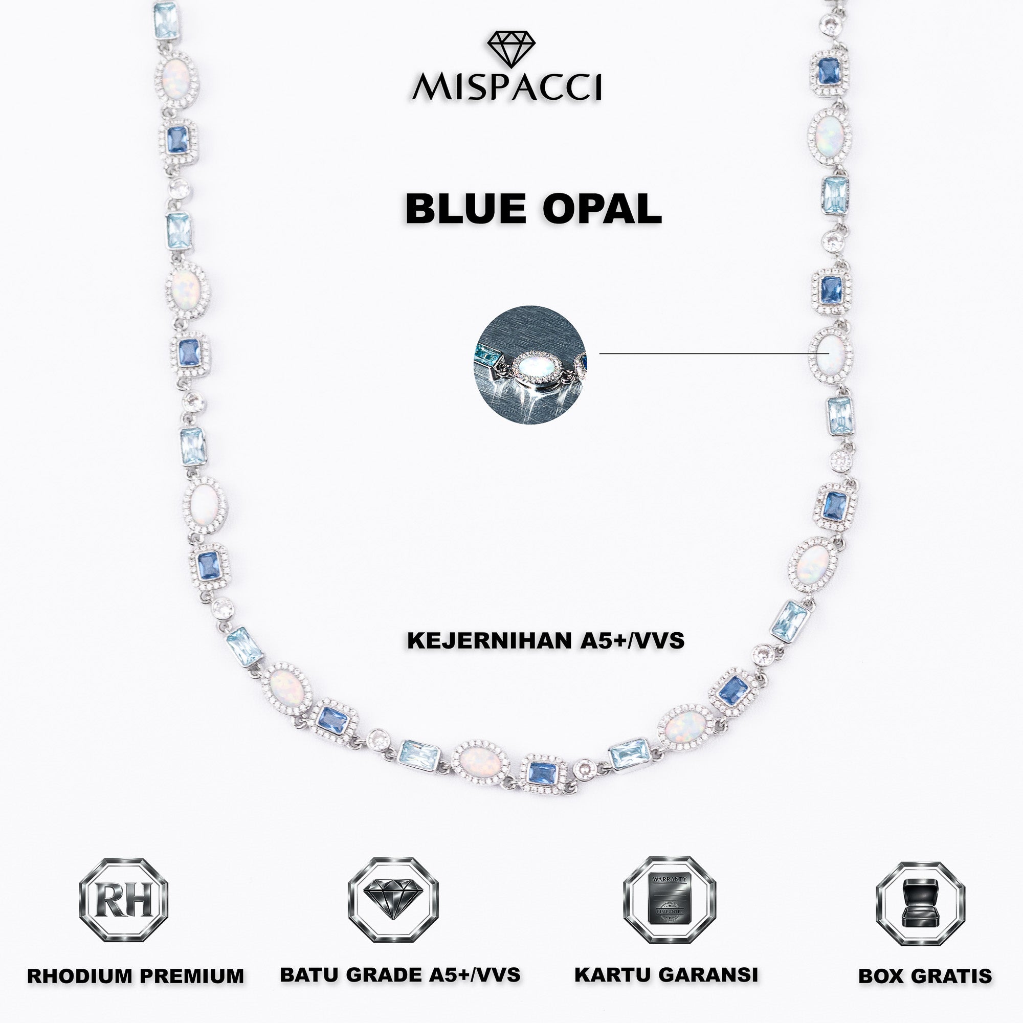 Blue and Opal Gemstone Chain