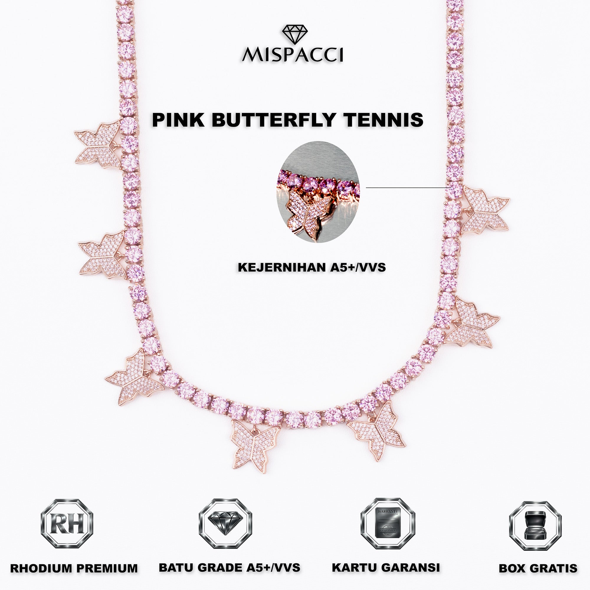 Butterfly Tennis Pink Chain