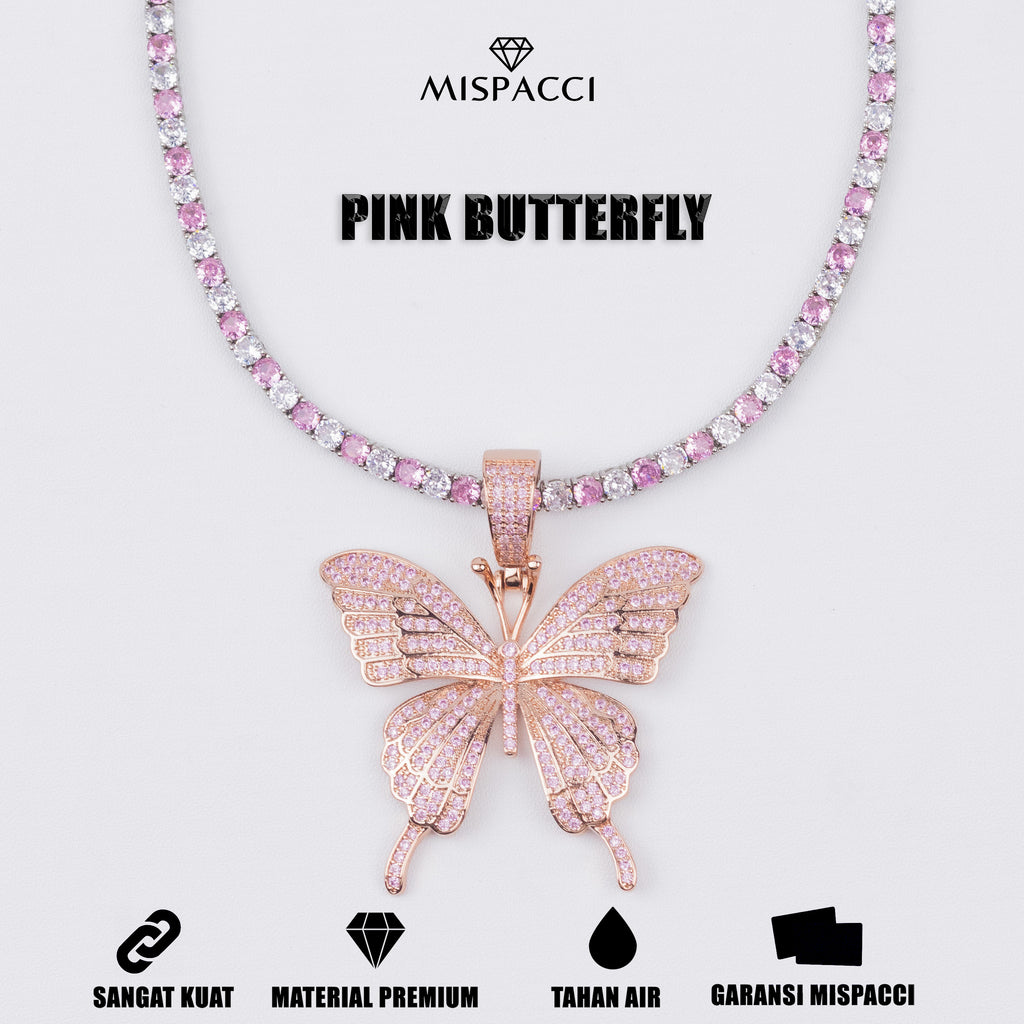 Pink Butterfly Pendant - Rose Gold