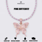 Pink Butterfly Pendant - Rose Gold