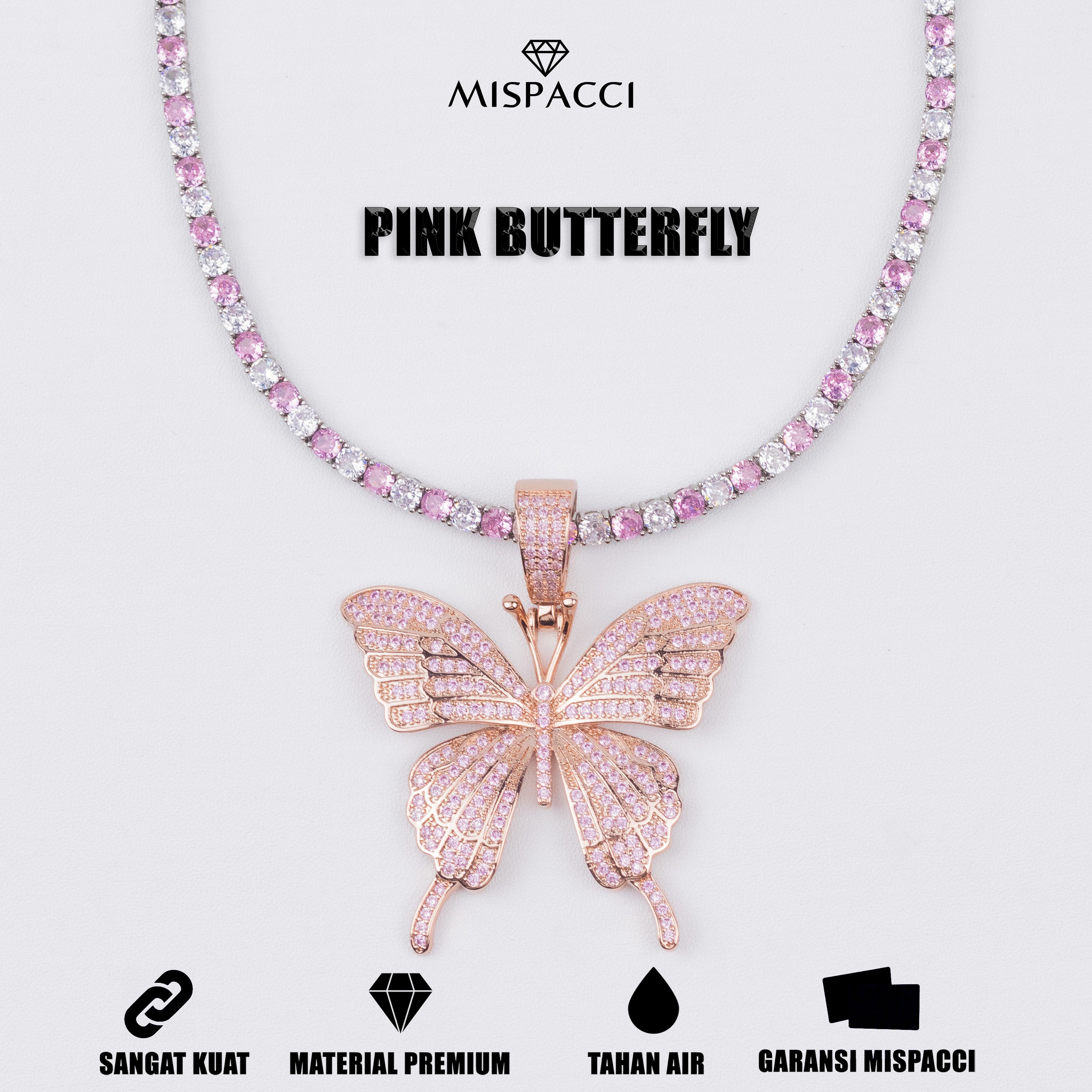 Pink Butterfly Pendant - Rose Gold