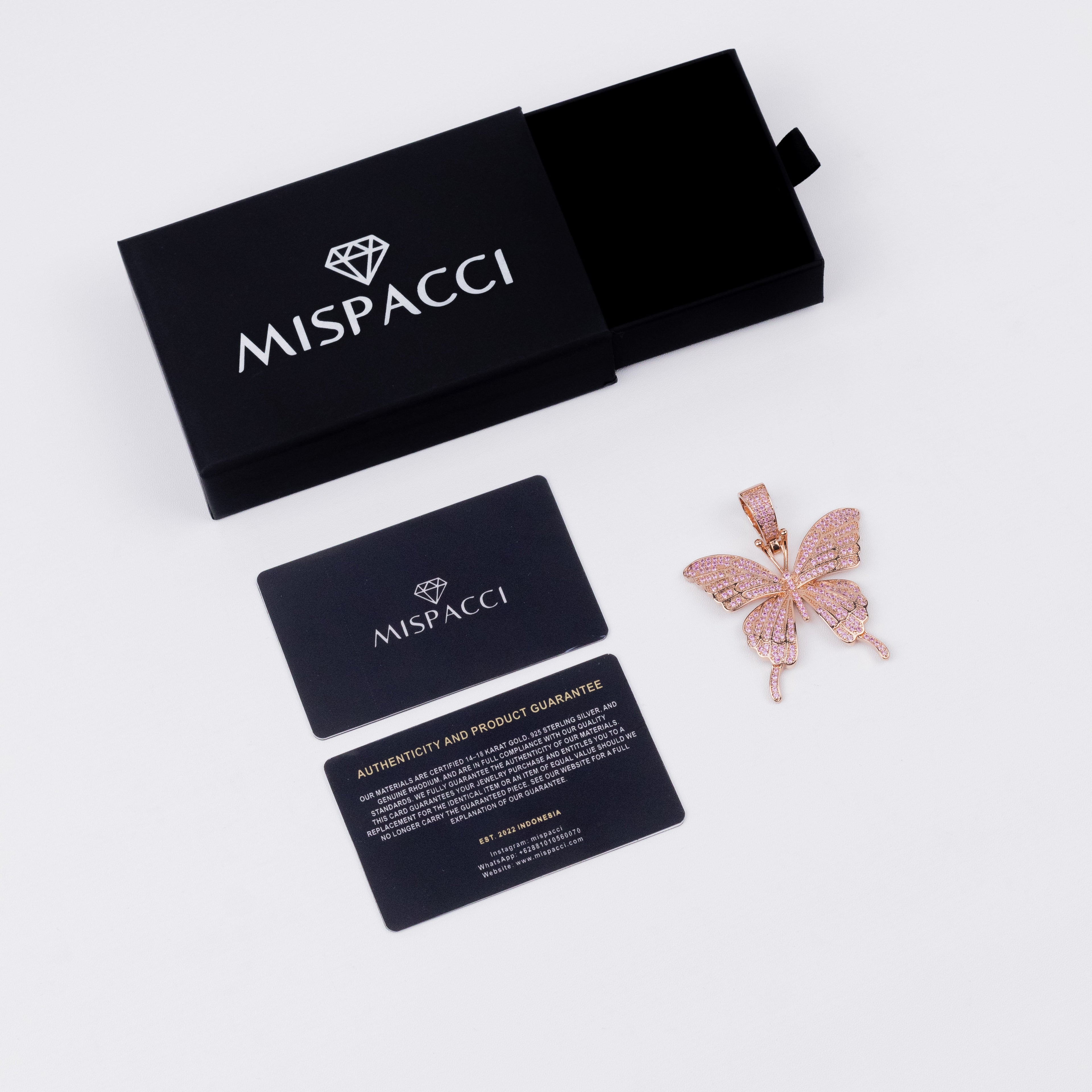 Pink Butterfly Pendant - Rose Gold