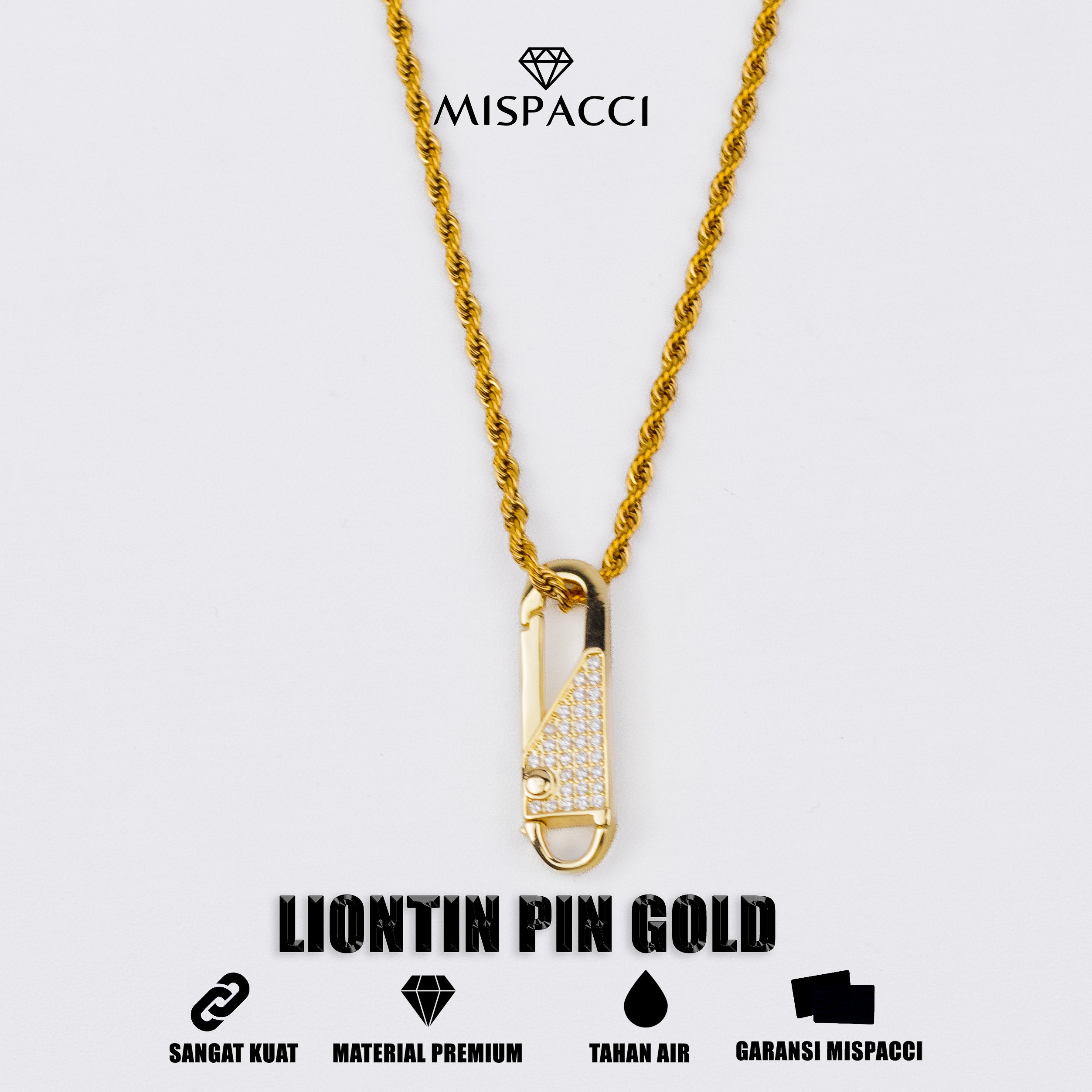 Iced Pin Pendant - Gold