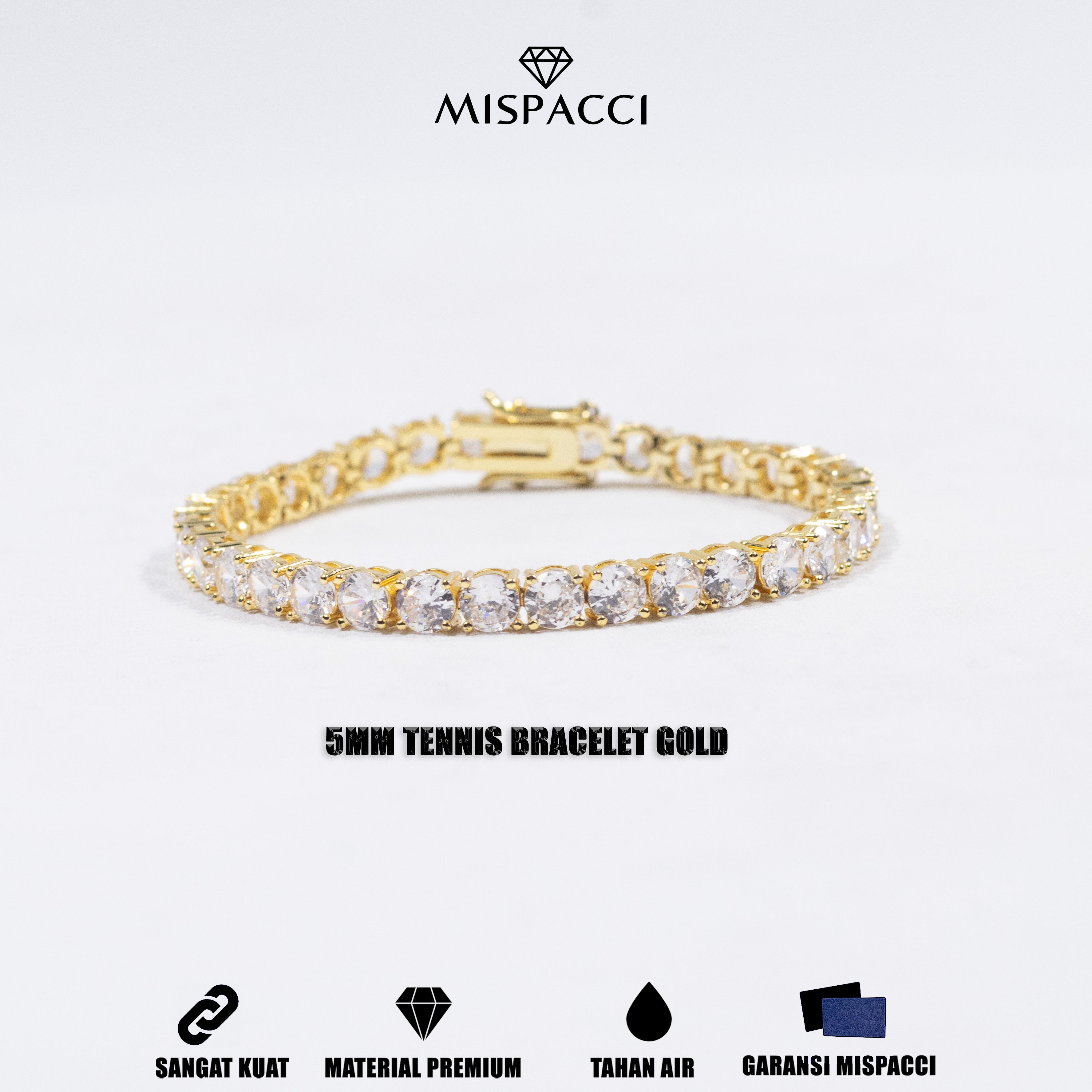 5mm Tennis Bracelet - Gold