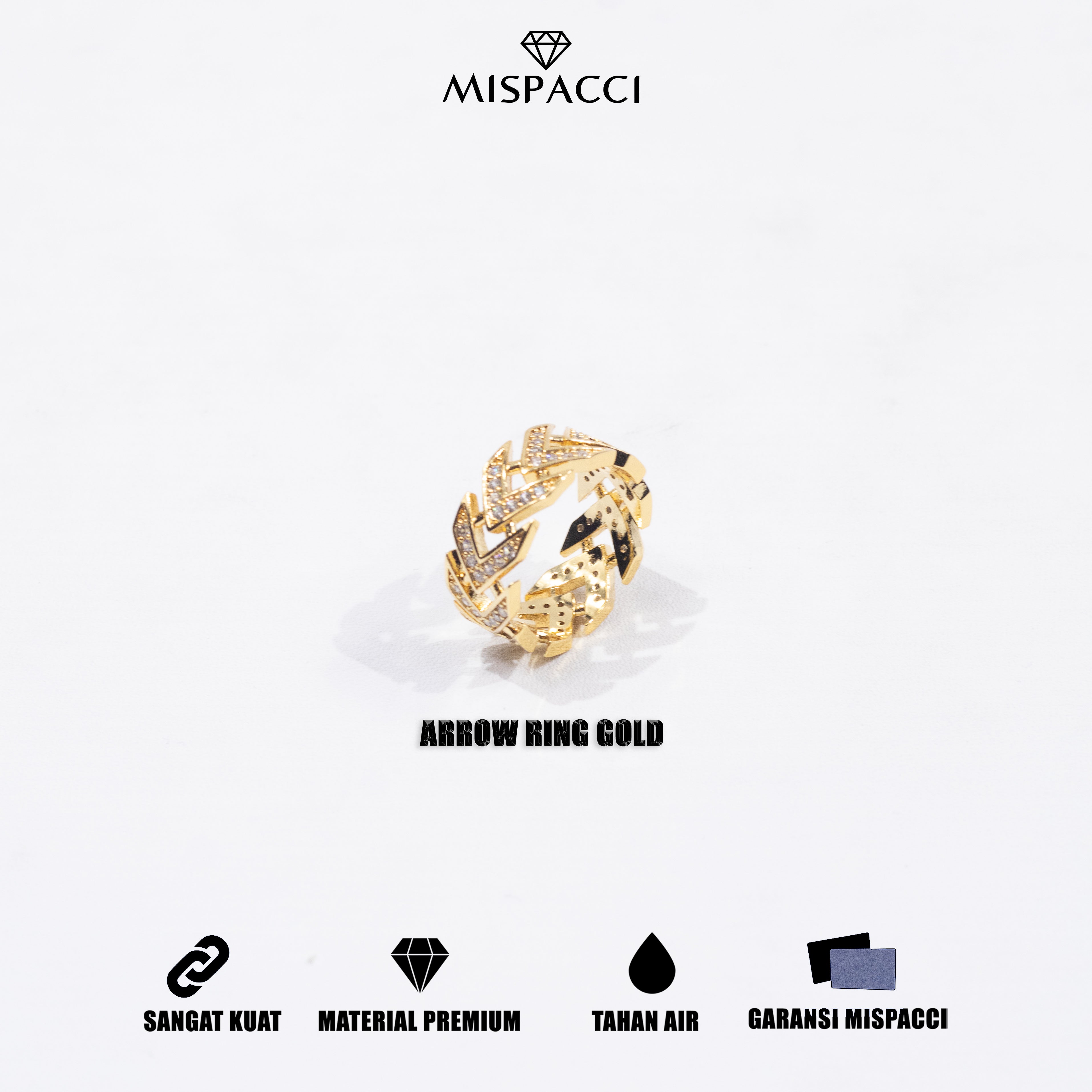 Arrow Iced Out Ring - Gold