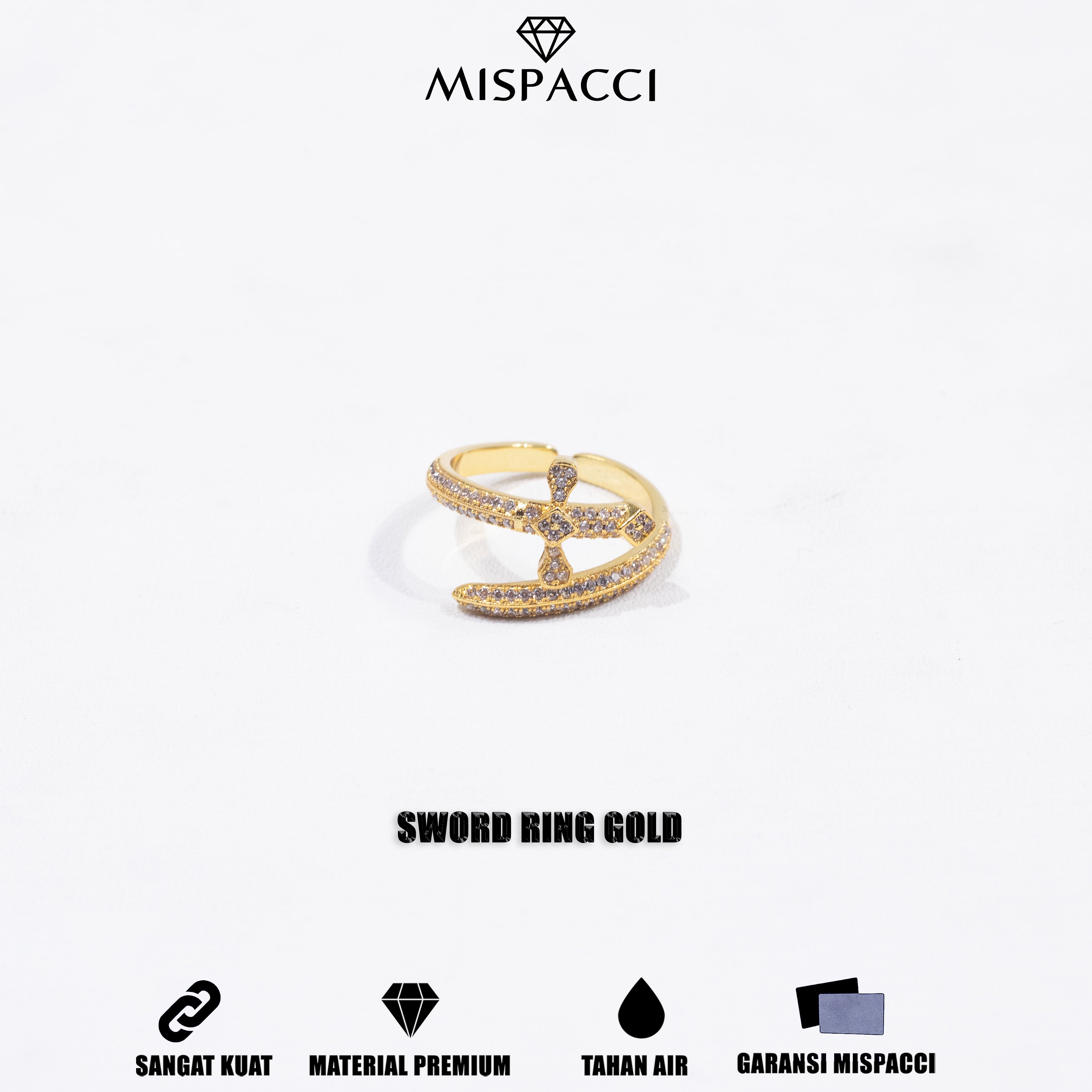 Sword Ring Iced Out - Gold